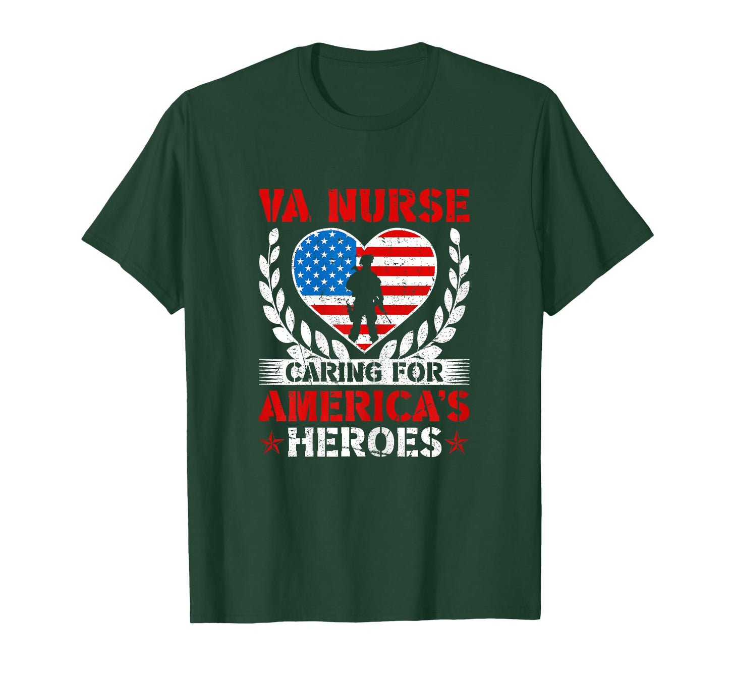 VA Nurse Caring For America's Heroes Patriotic Veterans Day T-Shirt for Women