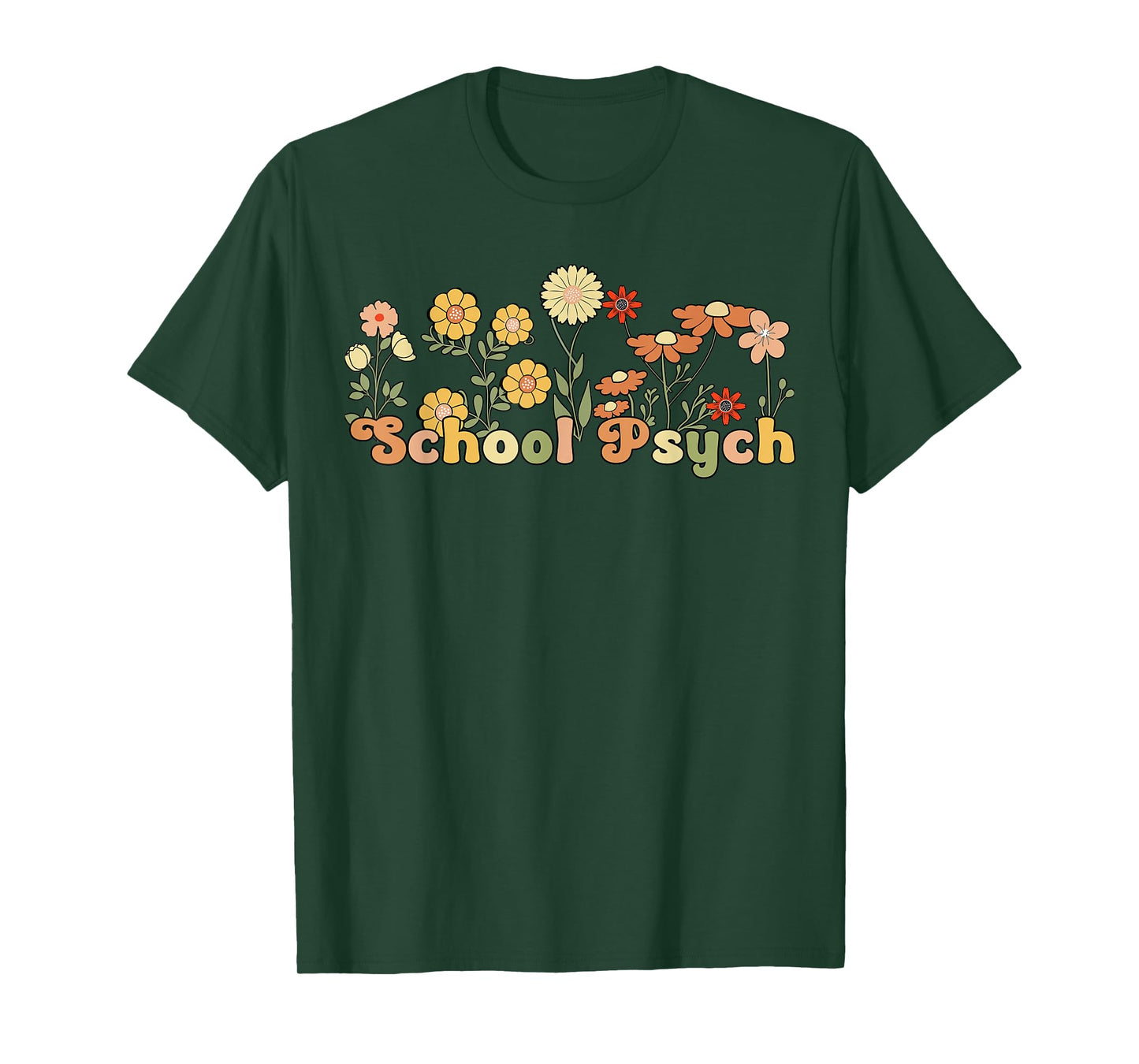 Groovy School Psych Flowers School Psychologist T-Shirt