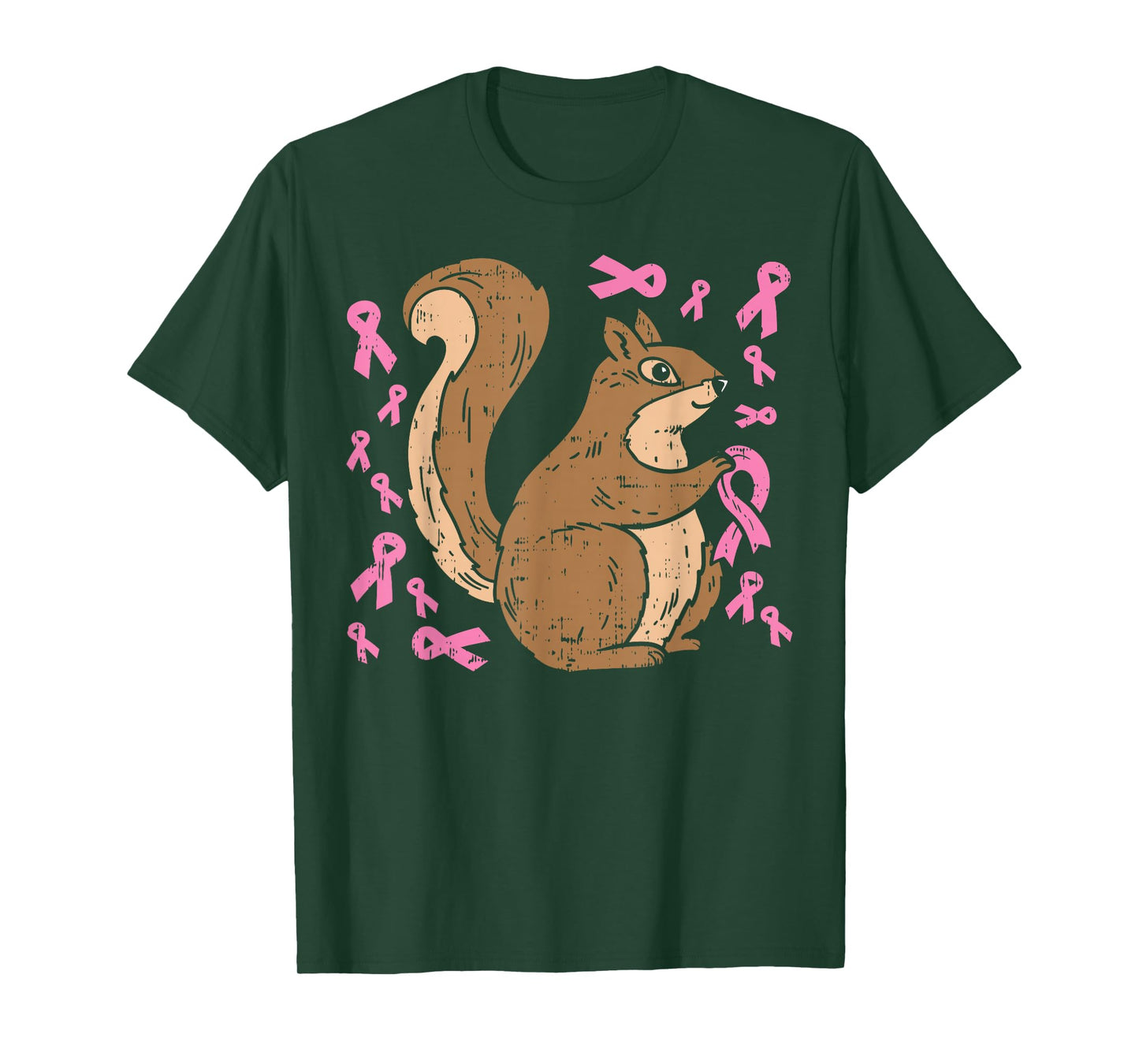 Squirrel Pink Ribbon Breasr Cancer Awareness Support Gift T-Shirt