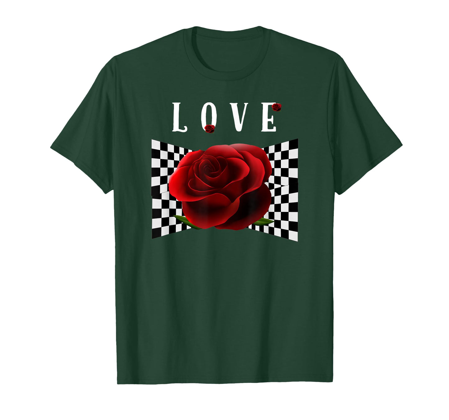 Love Checkerboard Rose tee Shirt