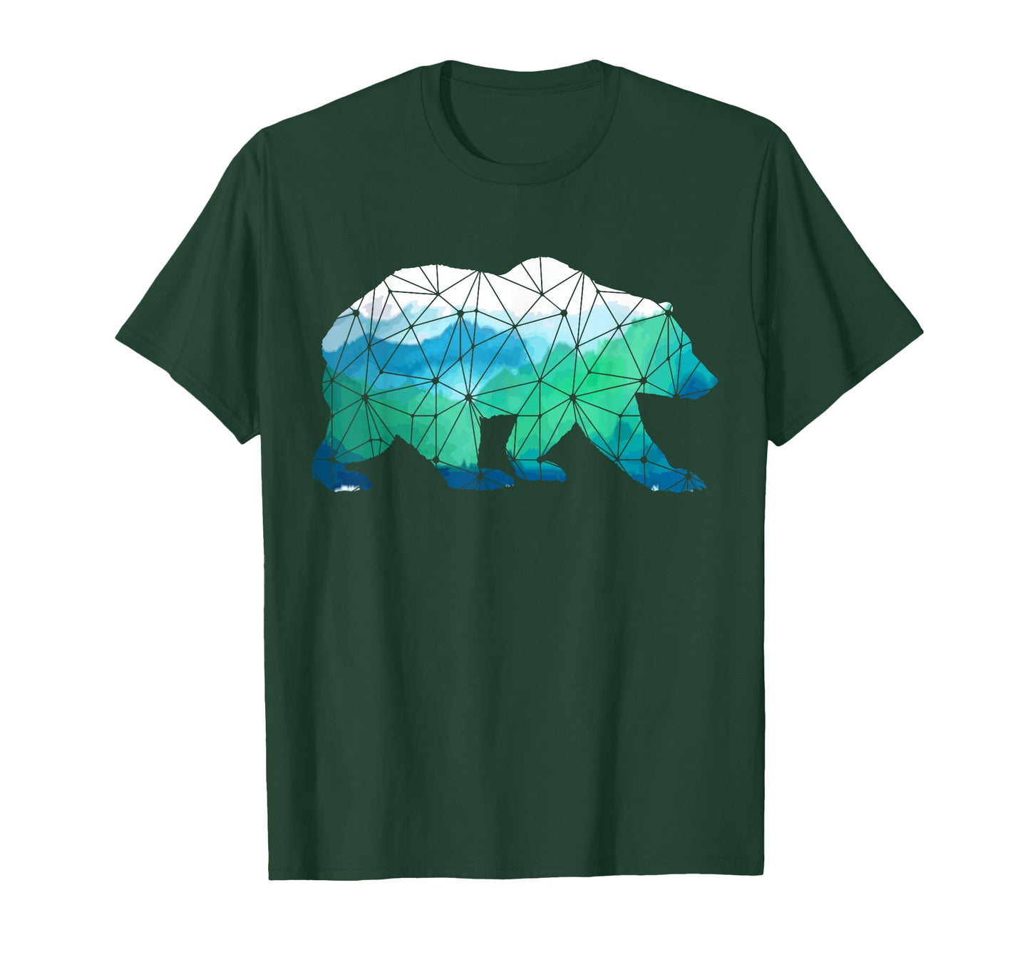 Bear Low Poly Mountains Grizzly Hiking Camping Camper Gift T-Shirt