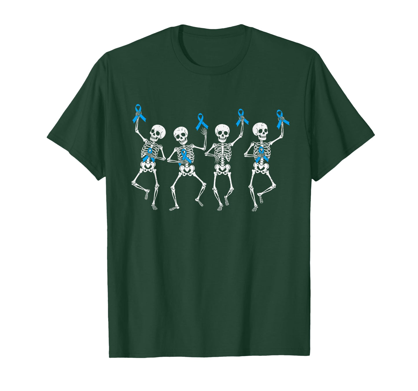 Prostate Cancer Awareness Skeleton Ribbon Blue Support T-Shirt