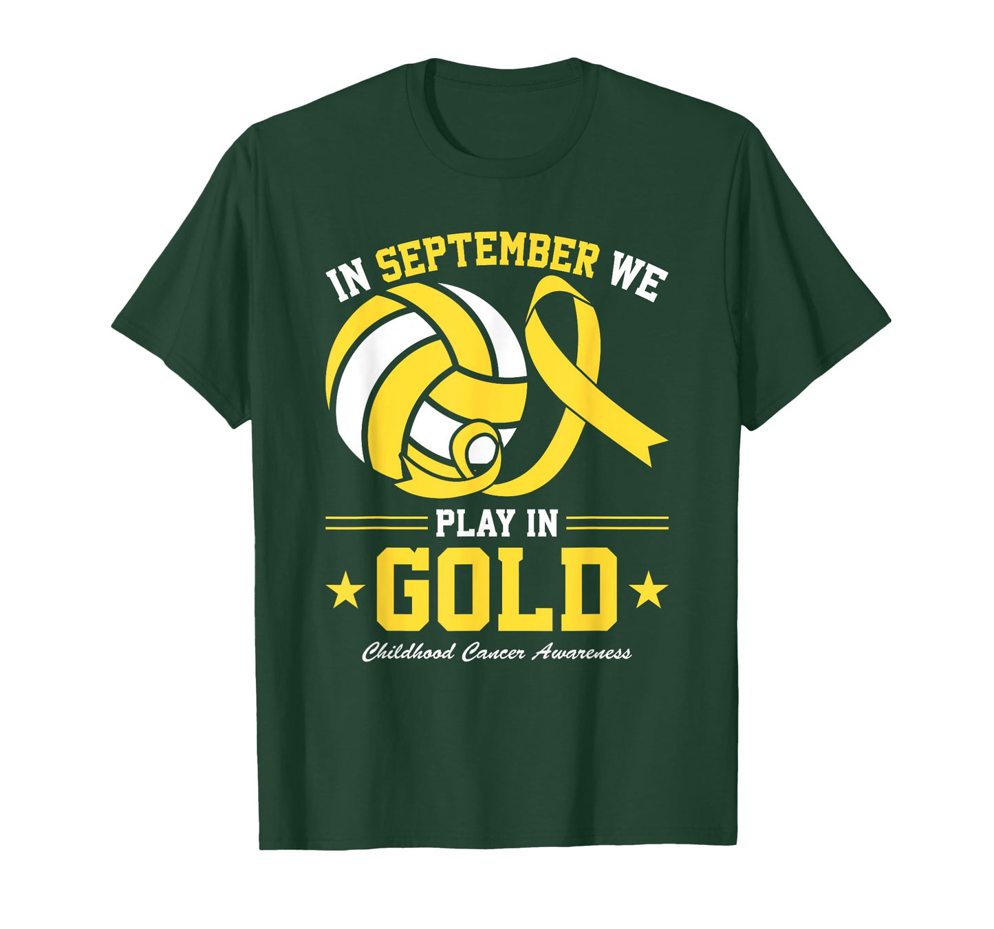 Volleyball Play In Gold Childhood Cancer Awareness T-Shirt