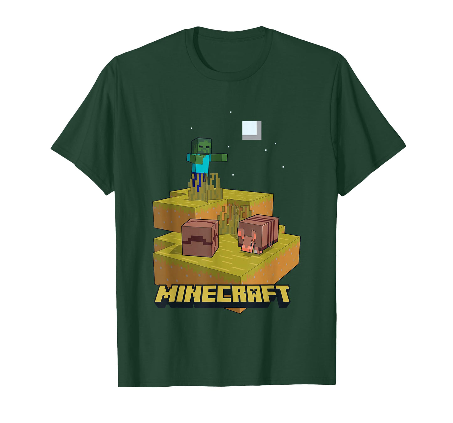 Minecraft Zombie At Night Amongst Armadillos T-Shirt