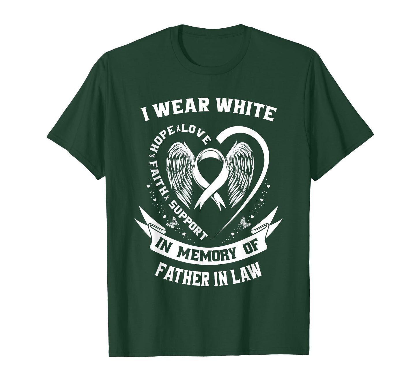 I Wear White For My Father In Law Lung Cancer Awareness Dad T-Shirt