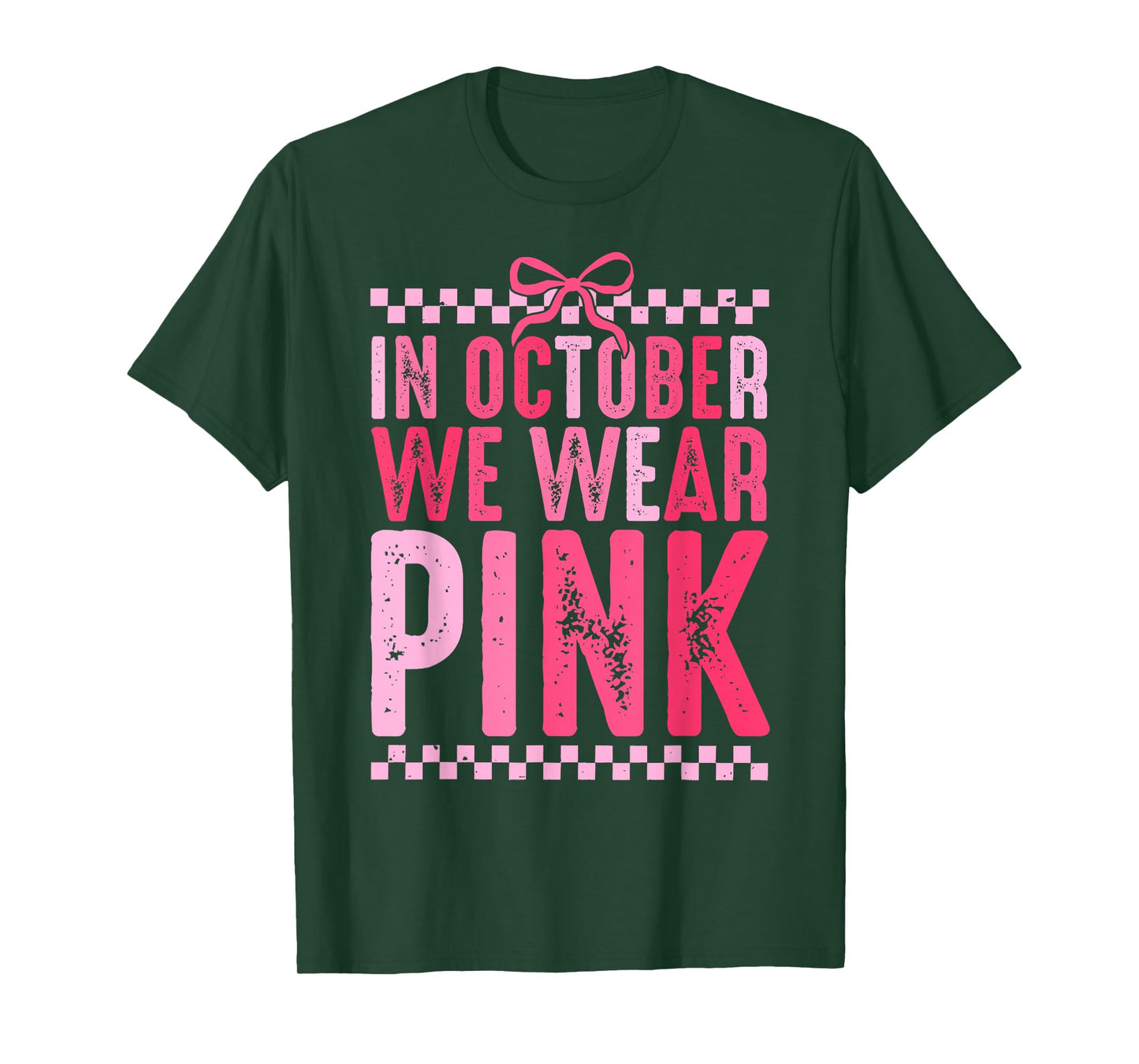 In October We Wear Pink Coquette Bow Breast Cancer Awareness T-Shirt