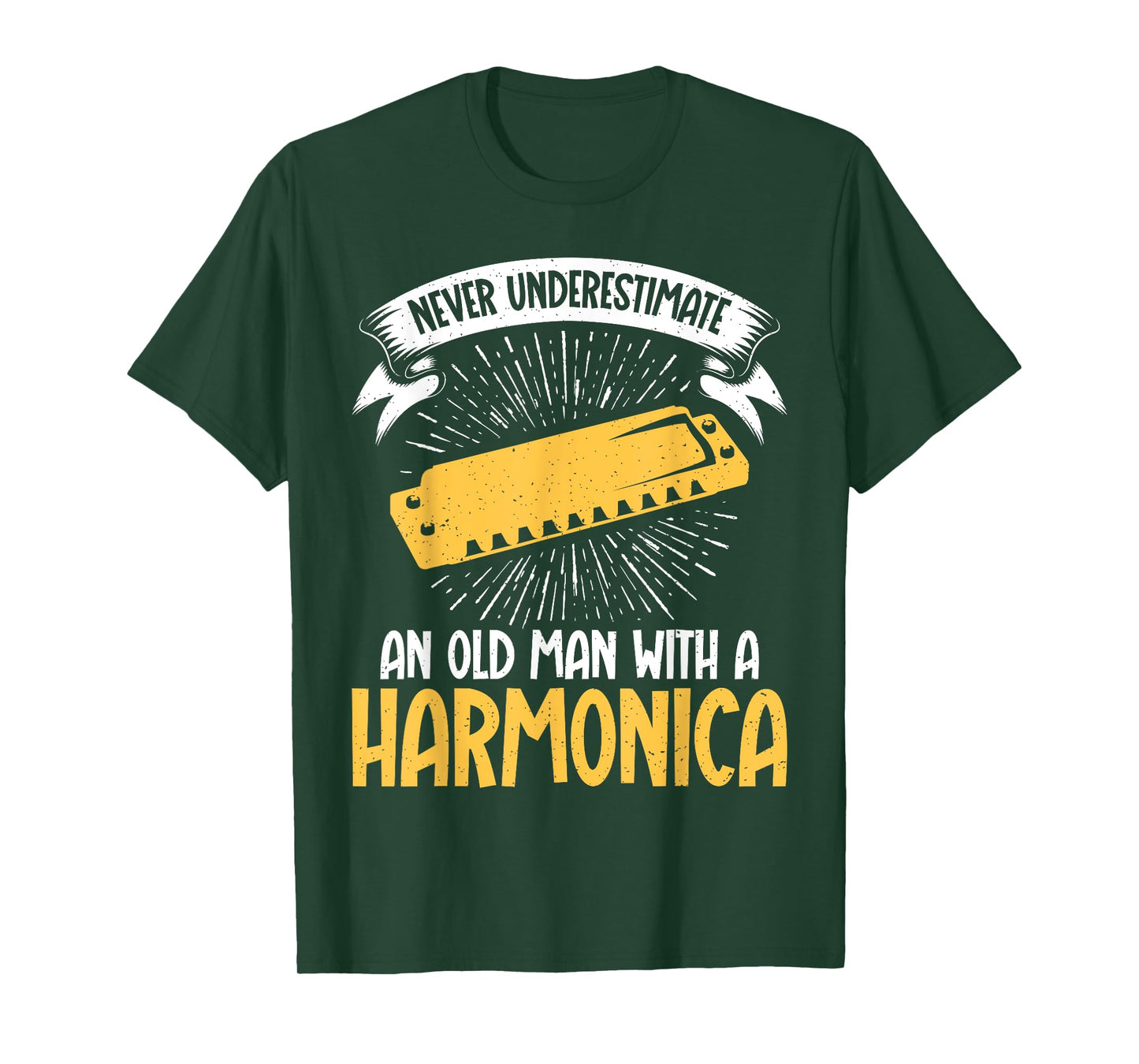 Never underestimate an old Man with a Harmonica T-Shirt