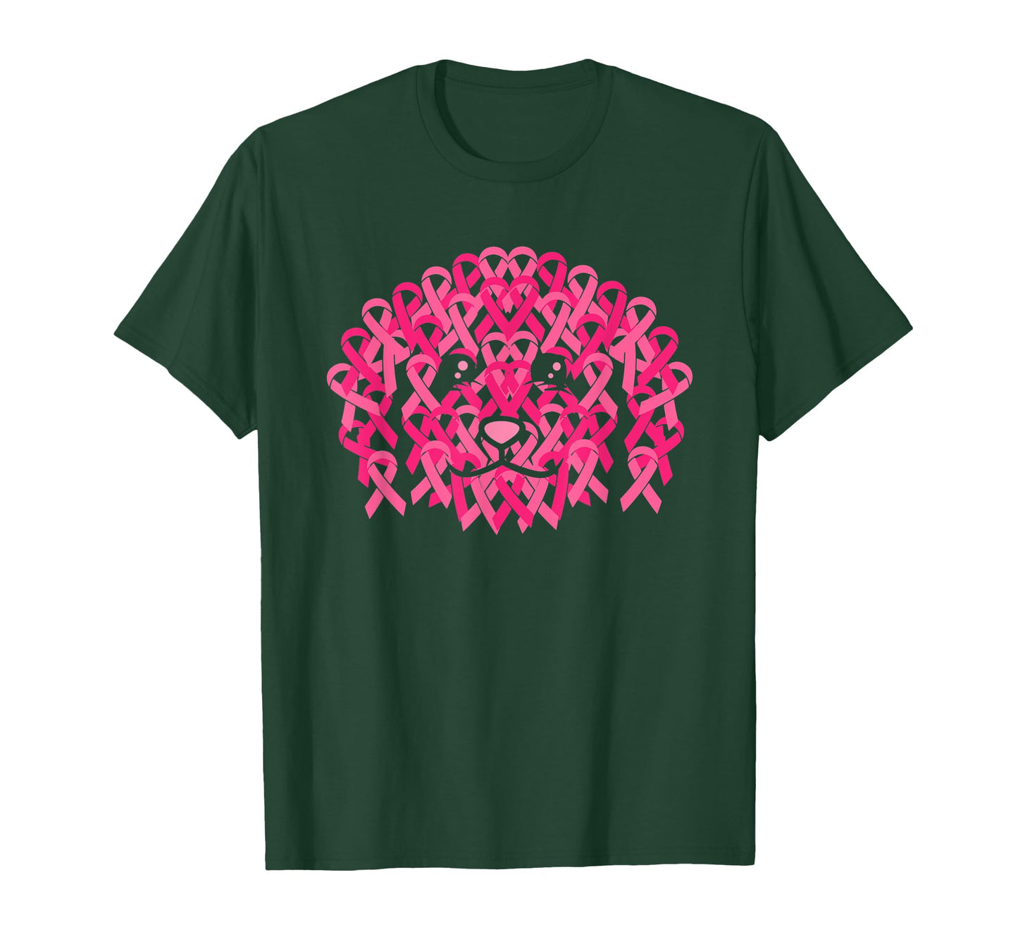 Pink Ribbon Dog Face Inspirational Breast Cancer Awareness T-Shirt