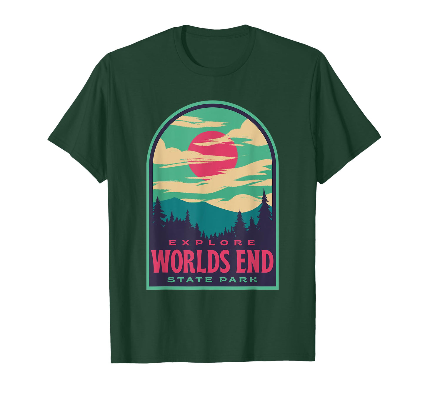 Worlds End State Park Retro Sunset T-Shirt