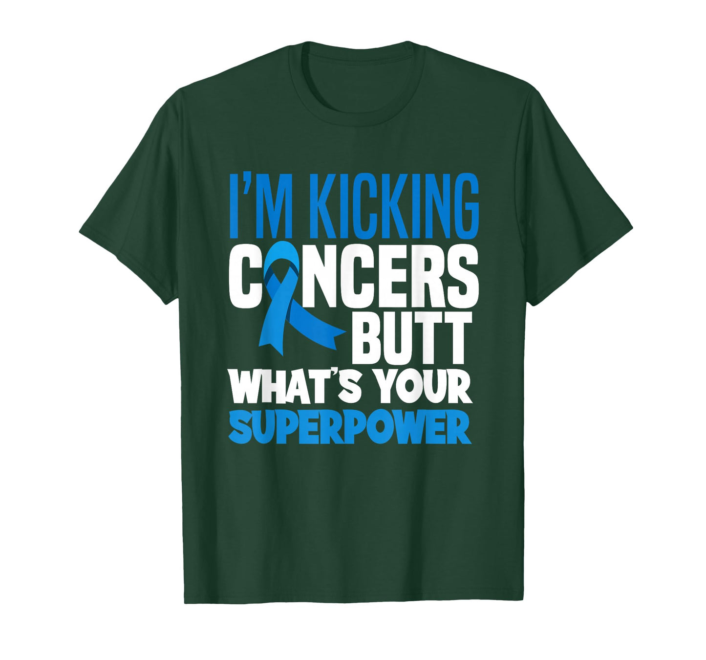 Colon Colorectal Cancer Awareness Apparel & Gifts I'm Kicking Cancers Butt Unisex Adult T-Shirt, Black, Small, Short Sleeve, Modern Classic, Cancer Awareness, T-Shirt