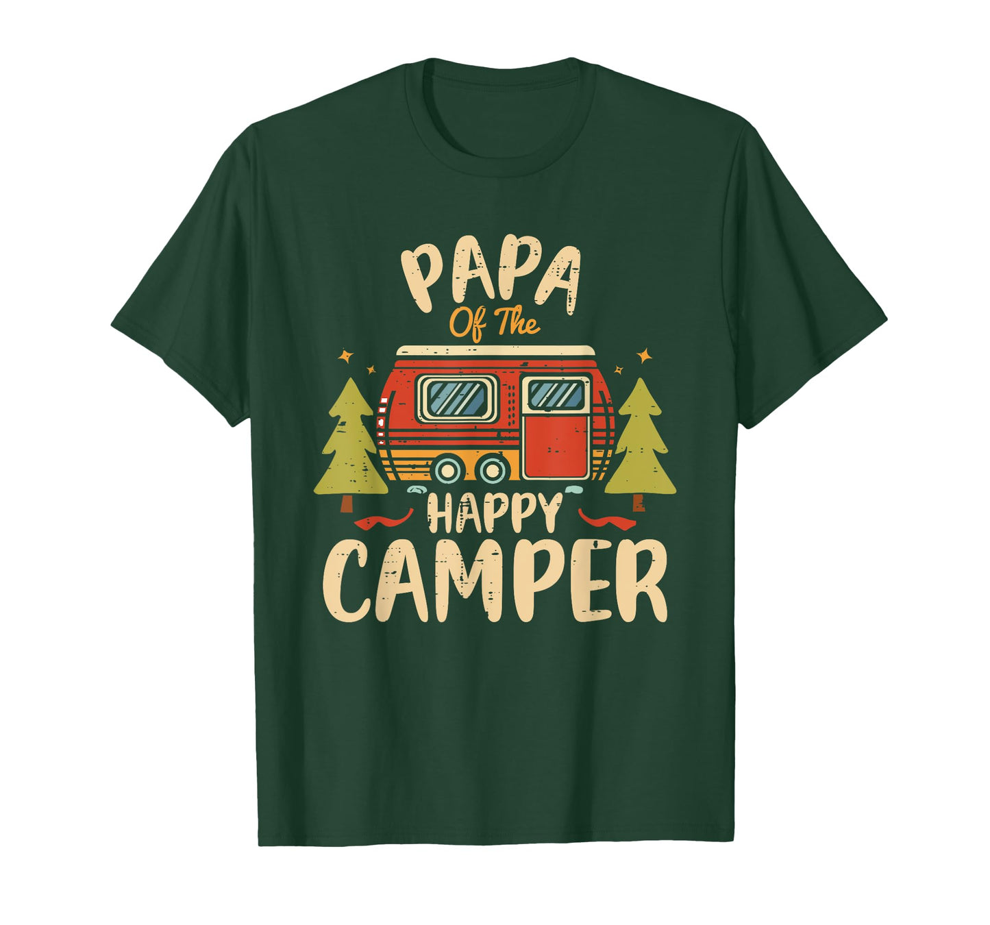 Papa of Happy Camper 1st Birthday Party Retro Papa T-Shirt