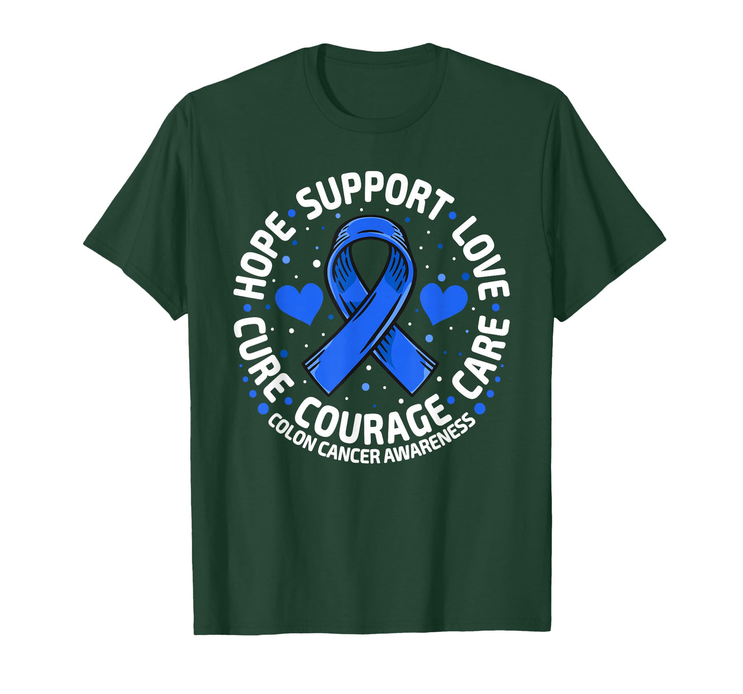 Colorectal Cancer Family Support Blue Colon Cancer Awareness T-Shirt