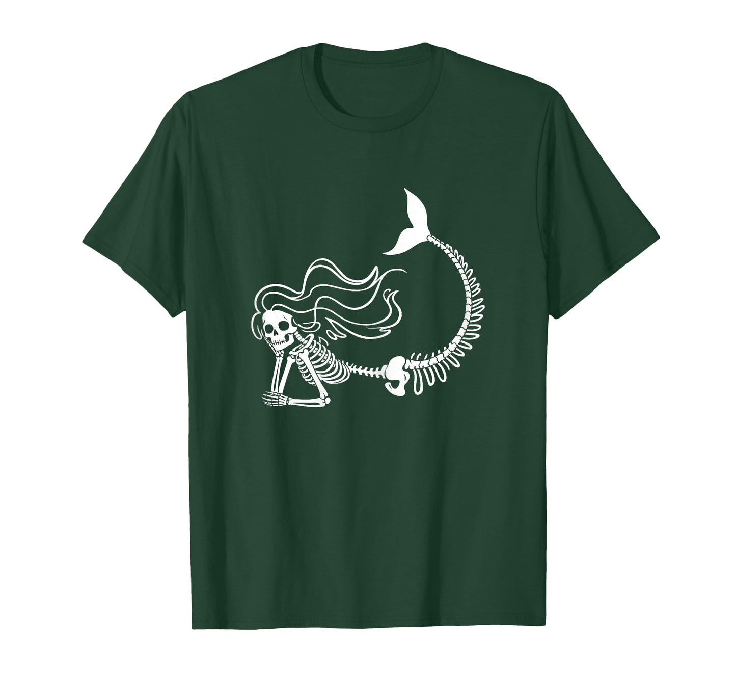 Cute Mermaid Skeleton Halloween Costume Women Girls Kids T-Shirt