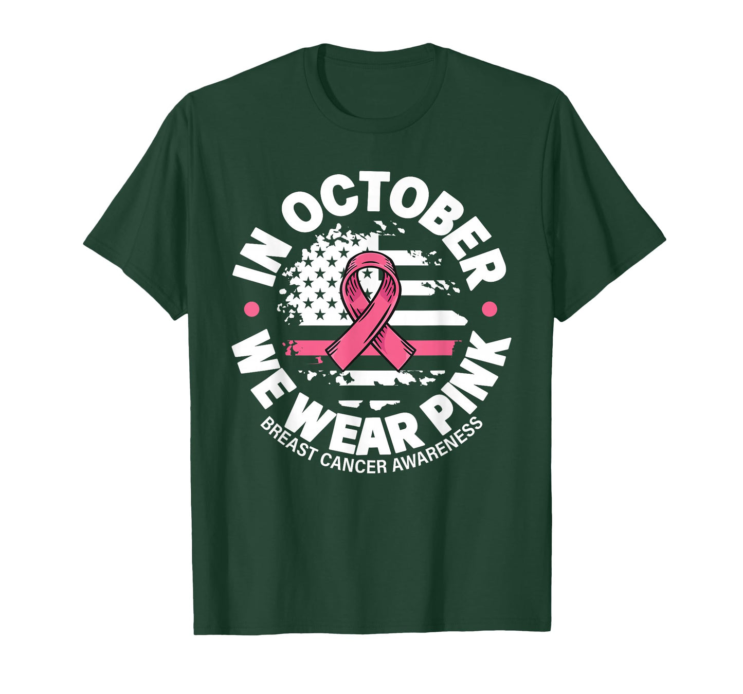 in October we wear Pink Ribbon 2025 Breast Cancer Awareness T-Shirt
