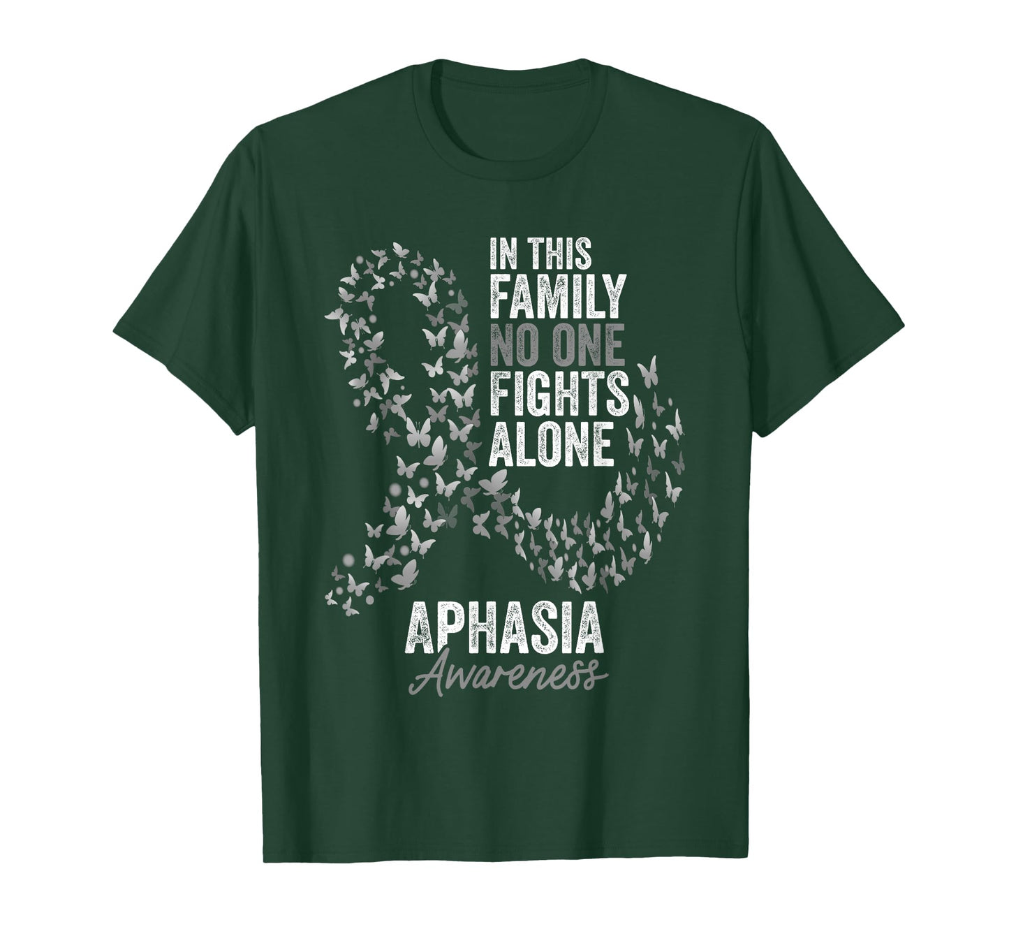 Aphasia Awareness Month Butterflies Gray Ribbon T-Shirt