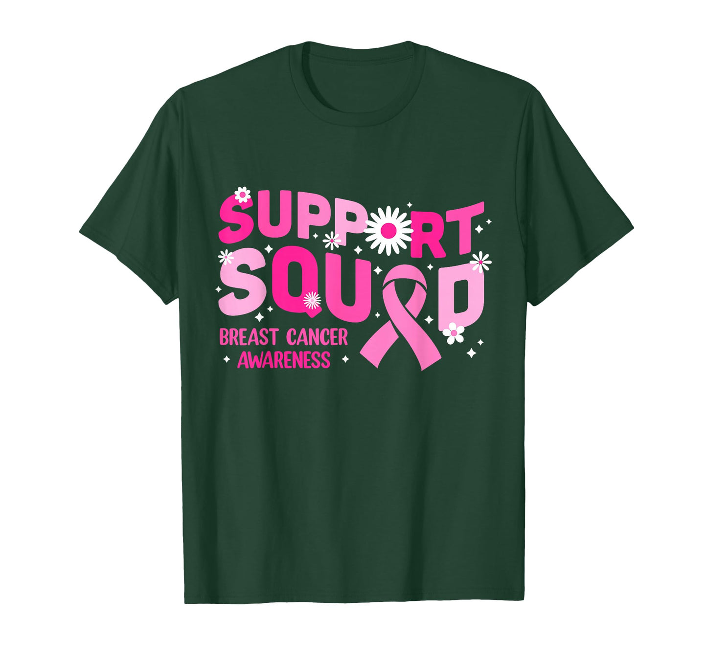 Pink Ribbon Support Squad Breast Cancer Awareness Women Girl T-Shirt