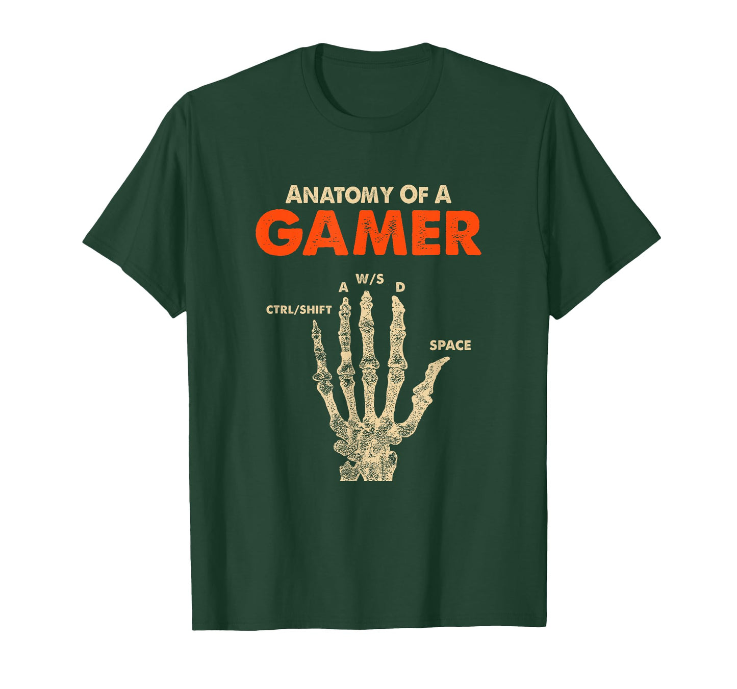 Anatomy of A Gamer Skeleton Hand Funny Video Gaming T-Shirt