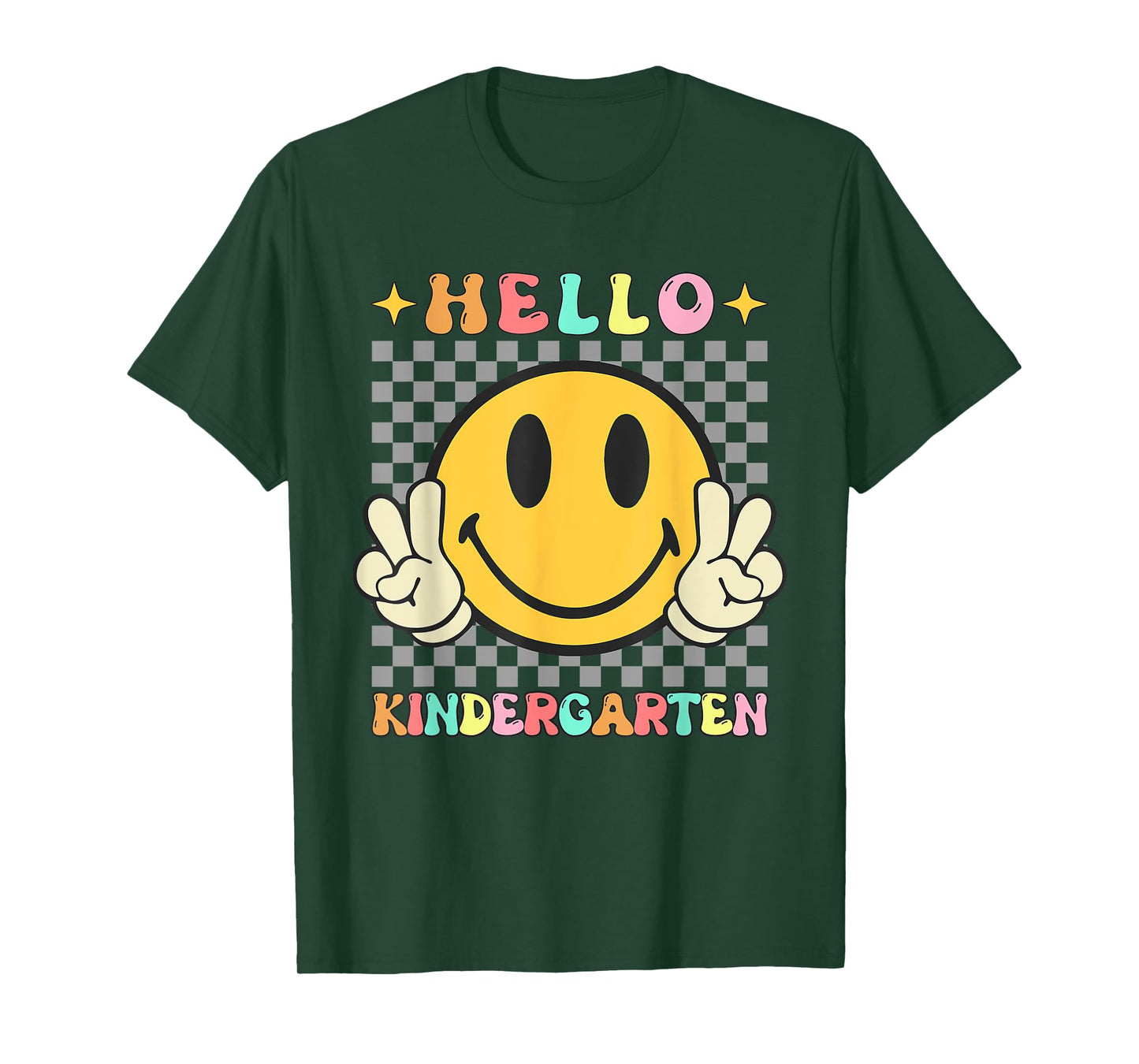 Retro Groovy Kindergarten Back to School Hello Kindergarten T-Shirt