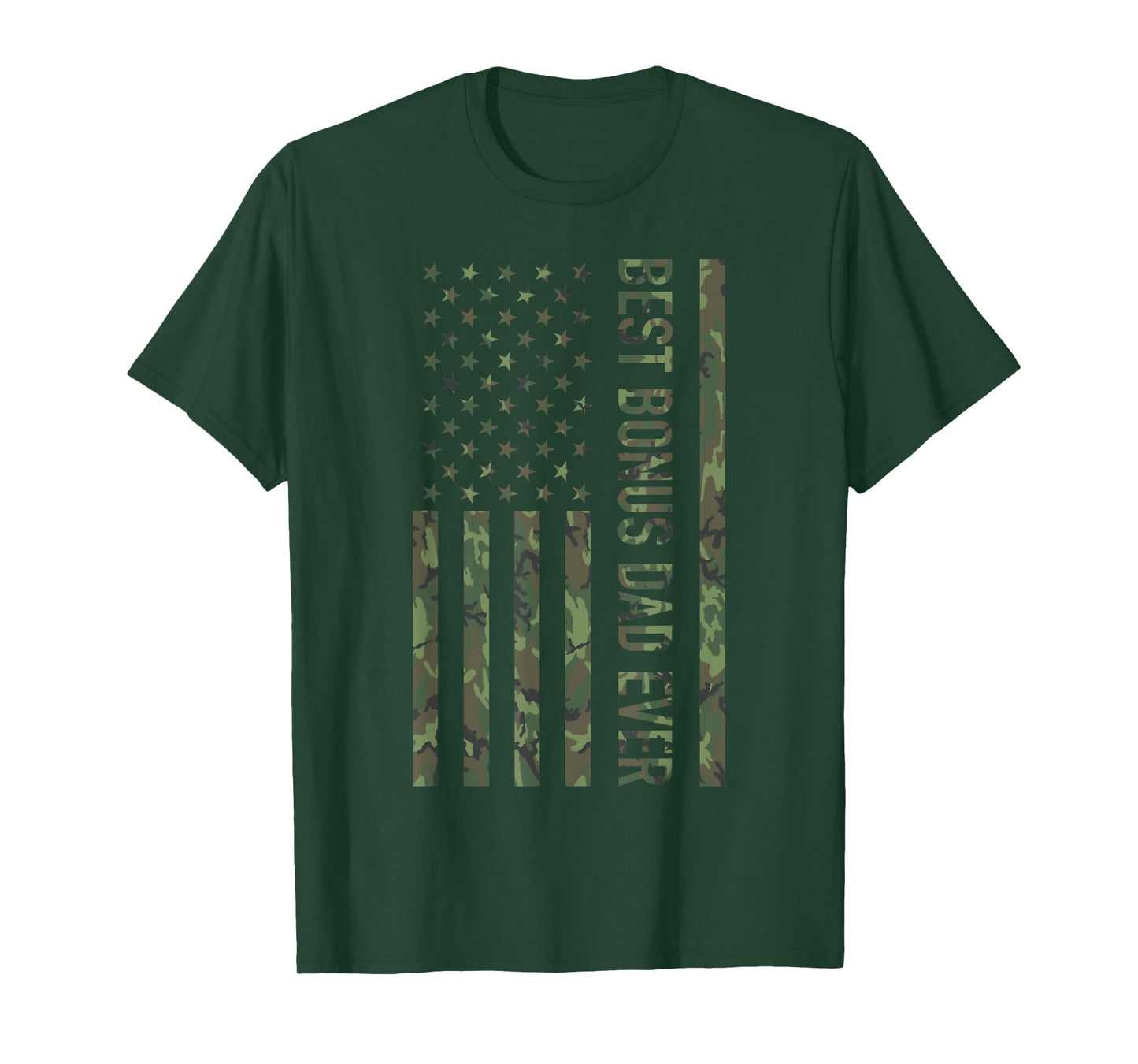 Best bonus dad ever US american military camouflage flag T-Shirt