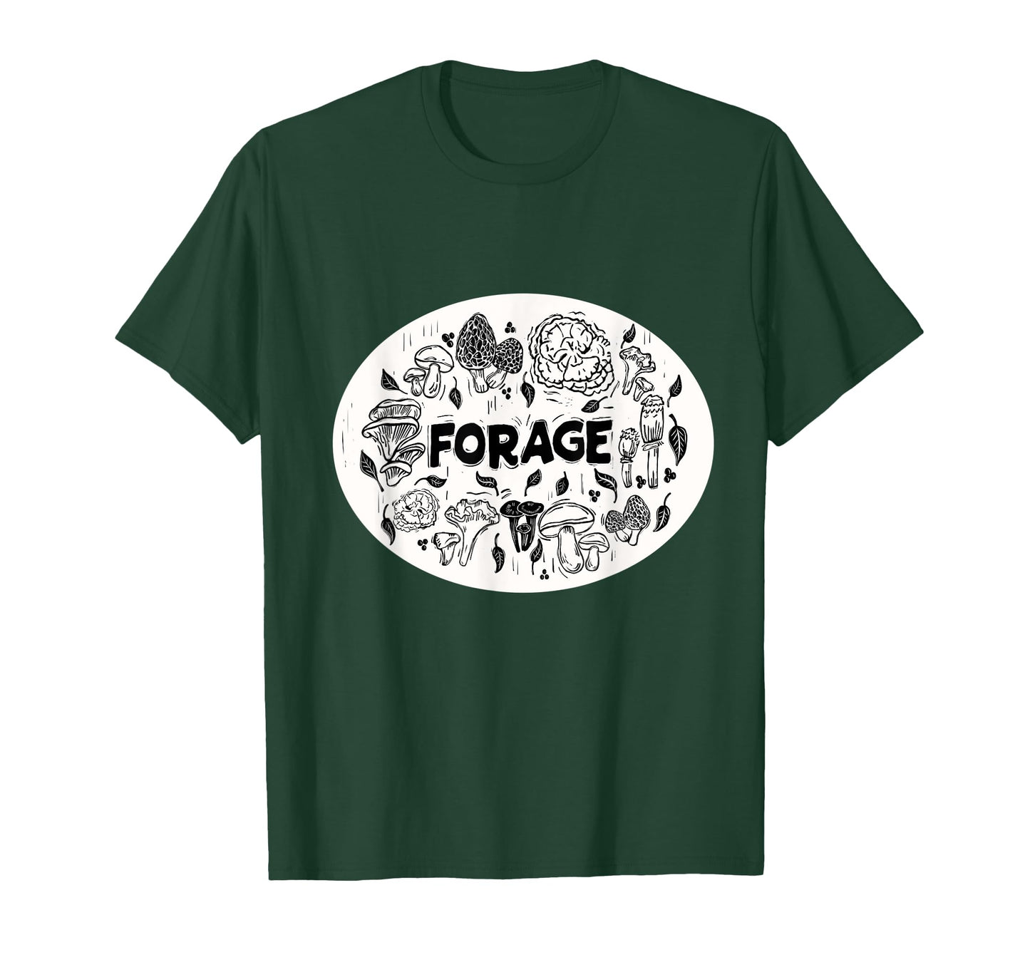 FORAGE ~ Mushroom Foraging ~ Chanterelle Morel ~ Linocut T-Shirt