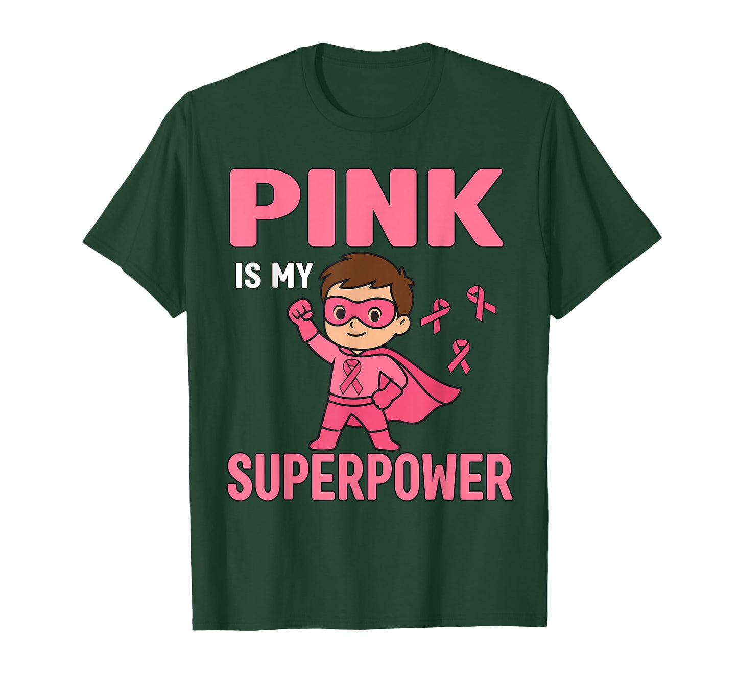 Pink is My Superpower Breast Cancer Awareness Kids Pink Boys T-Shirt