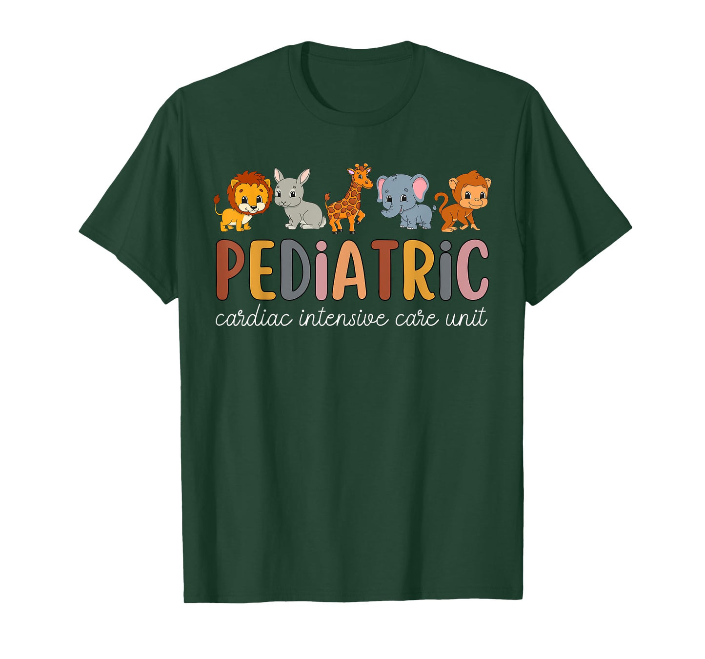 Pediatric Cardiac ICU Nurse Safari Animals PEDS CVICU Nurse T-Shirt