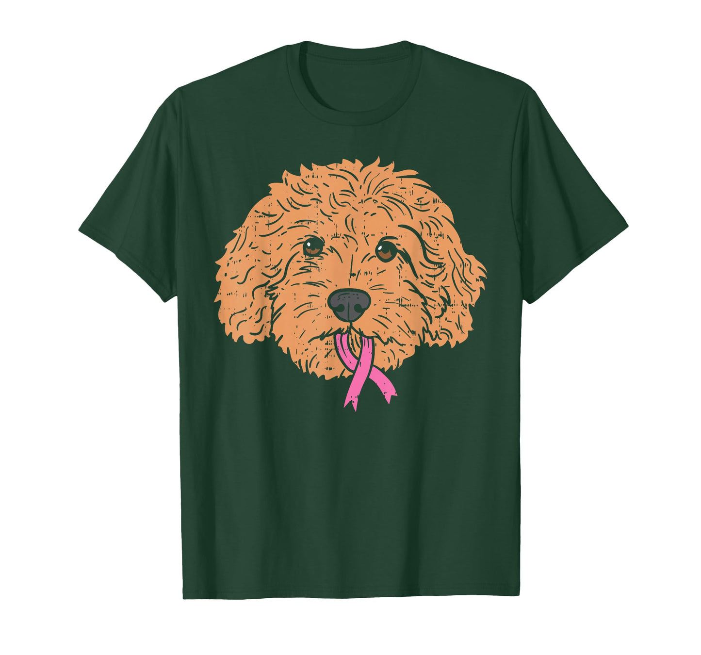 Goldendoodle Dog Ribbon Breast Cancer Awareness Support Gift T-Shirt