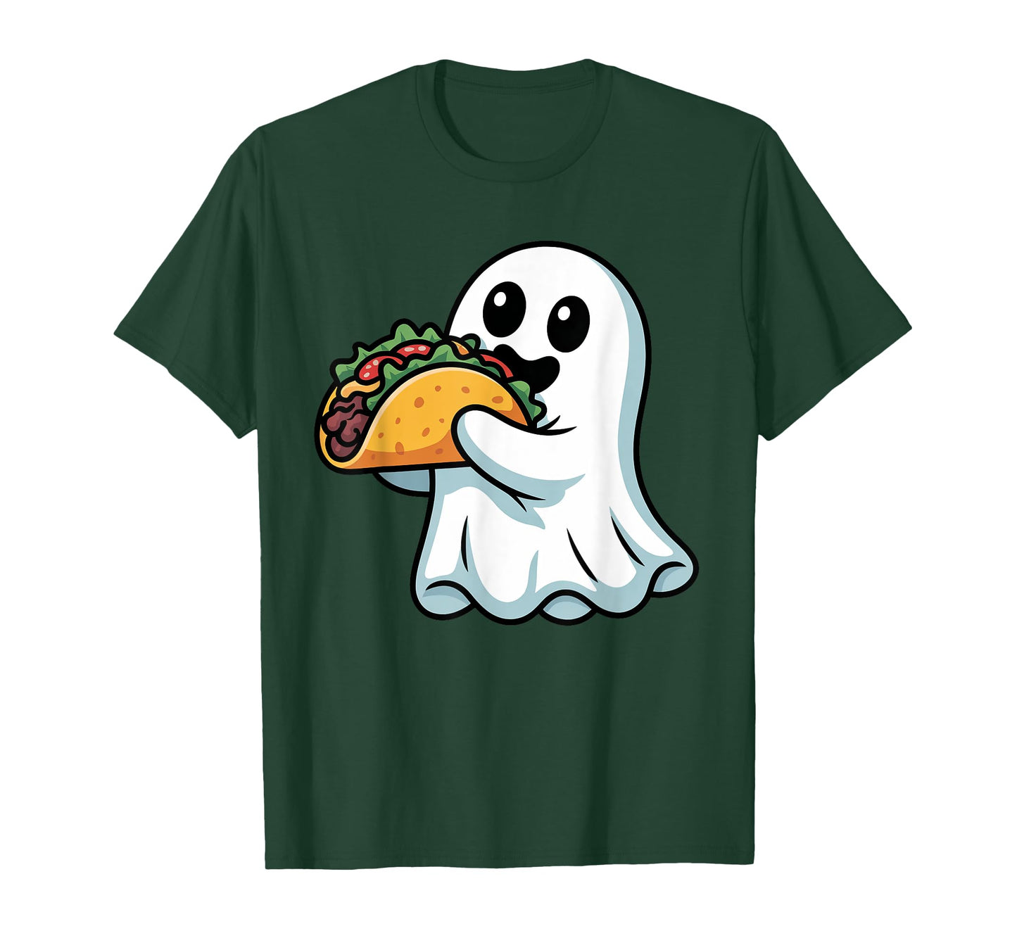 Cute Ghost Eating Tacos Halloween Toddler Boys Kids Costume T-Shirt
