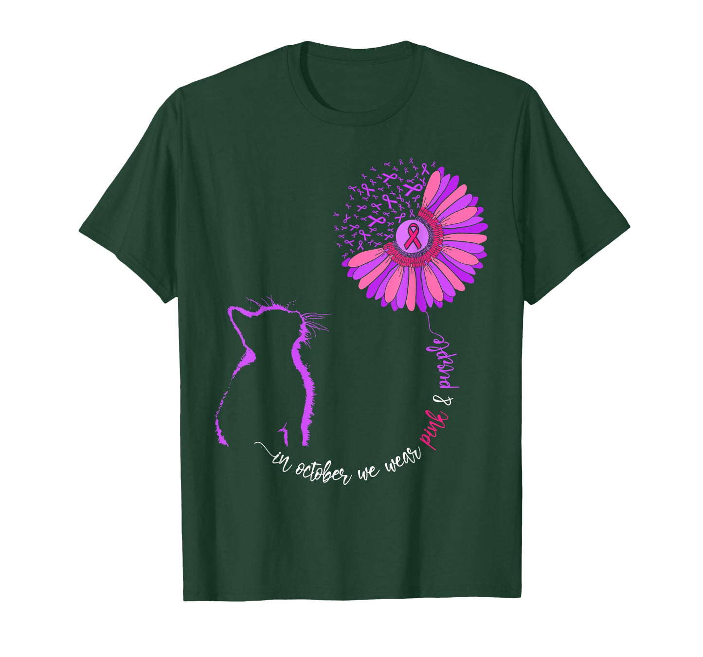 Cat Domestic Violence And Breast Cancer Awareness Month T-Shirt