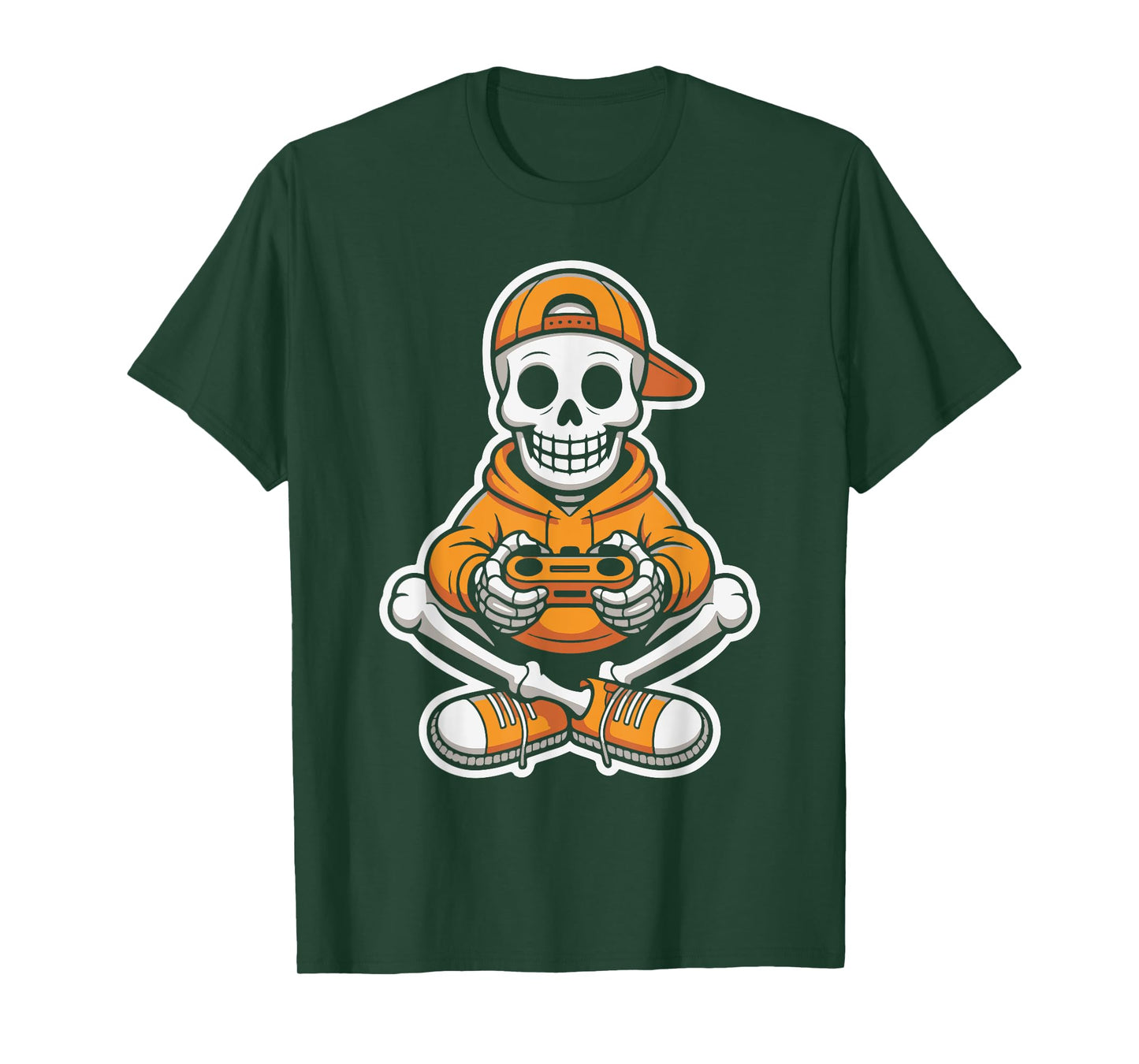 Funny Skeleton Gamer Halloween Spooky Boys Video Gaming Fun T-Shirt