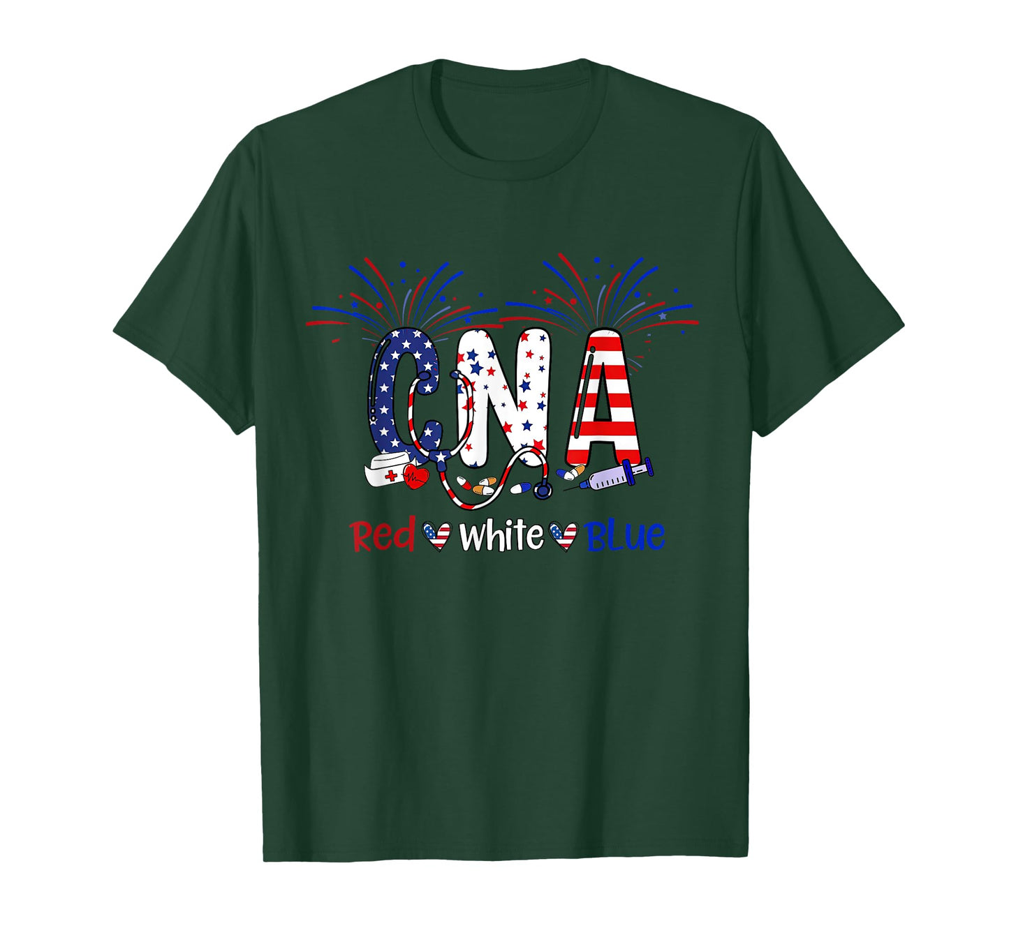 Red White Blue CNA 4th Of July Certified Nursing Assistant T-Shirt