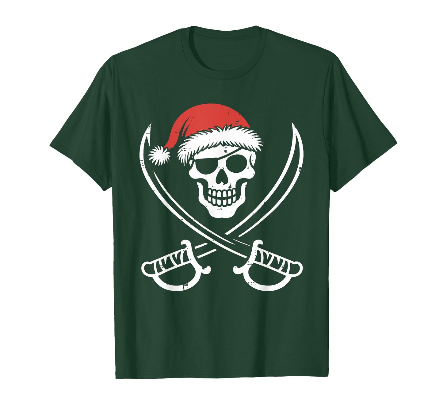 Santa Pirate Skull Crossbones Skeleton Halloween Christmas T-Shirt