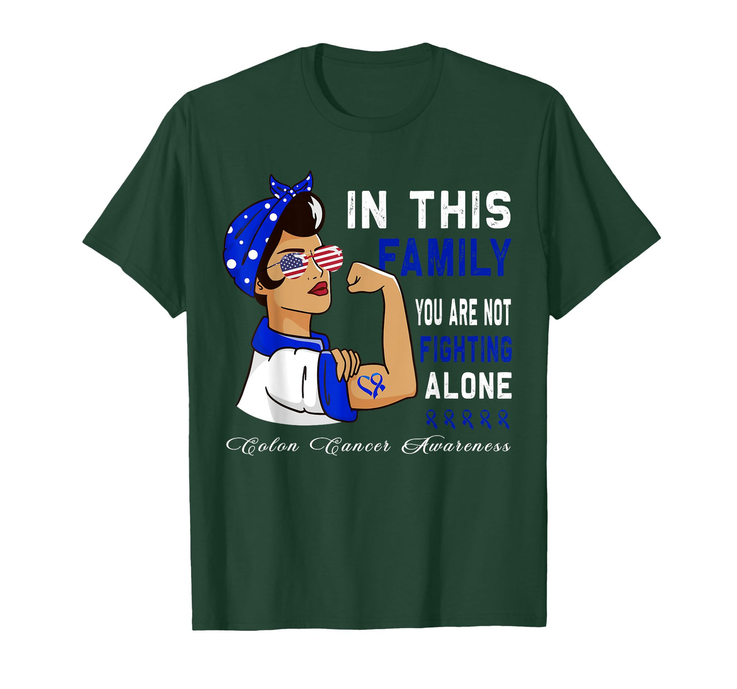 Blue Ribbon Fighter Family Women bandana Colon Cancer T-Shirt