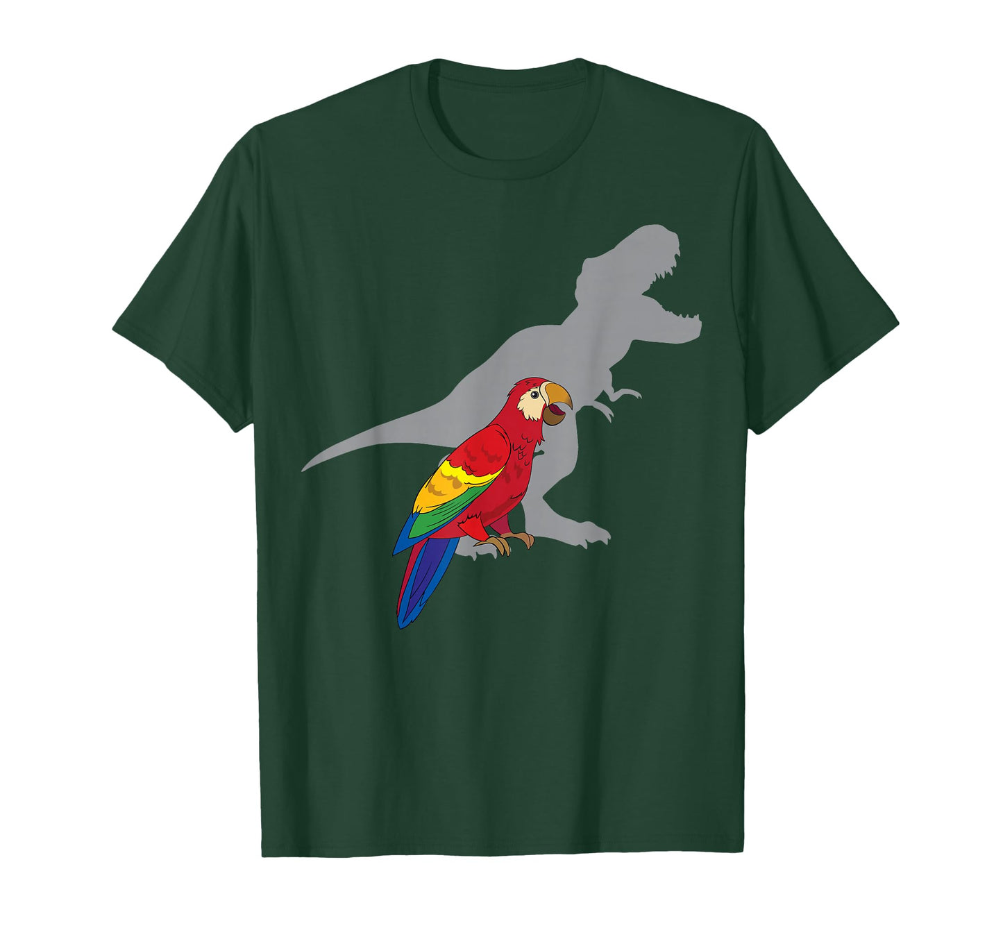 Cute African Parrot Gifts For Bird Lovers Women T-Rex Screaming with Macaw Parrot Unisex Adult Black Short Sleeve Classic Fit Cotton 65% Polyester 35% T-Shirt