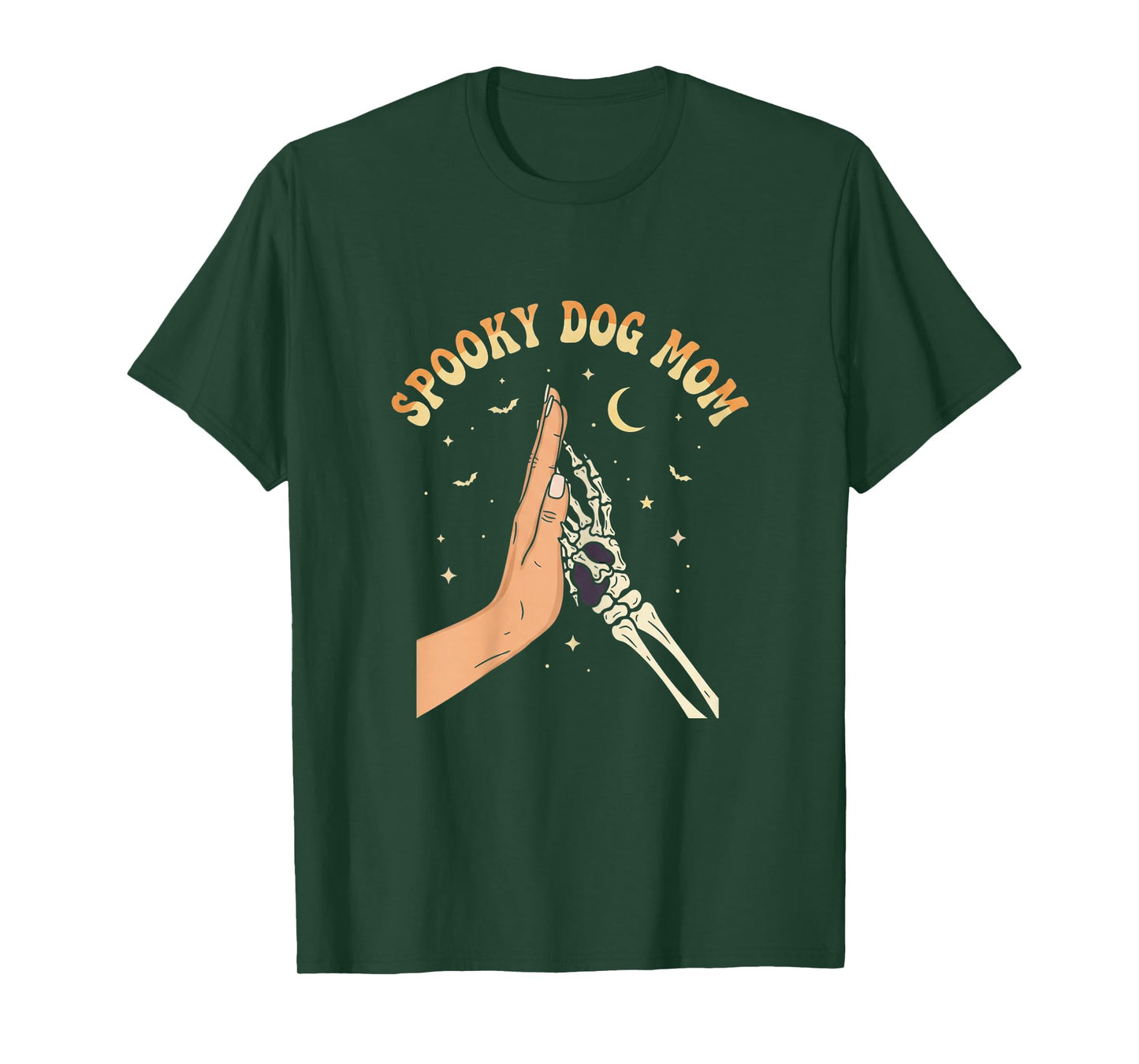 Spooky Dog Mom Funny Halloween Costume Retro Skeleton Paw T-Shirt