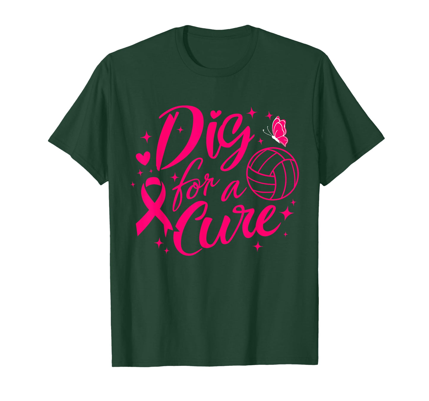 Dig For A Cure Breast Cancer Awareness Volleyball Pink T-Shirt