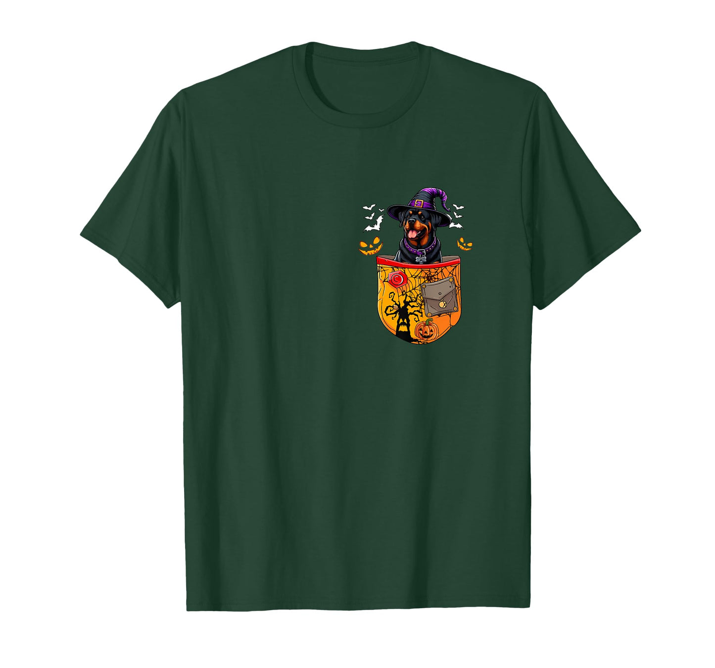 Rottweiler As Witch in Pocket Halloween Dog Owner Family T-Shirt