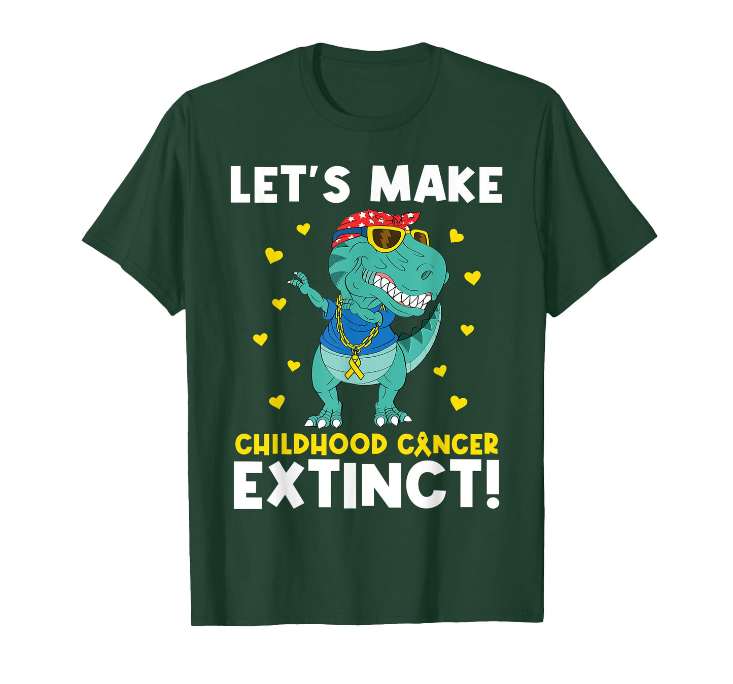 Cute Childhood Cancer Awareness Make Cancer Extinct Dinosaur T-Shirt
