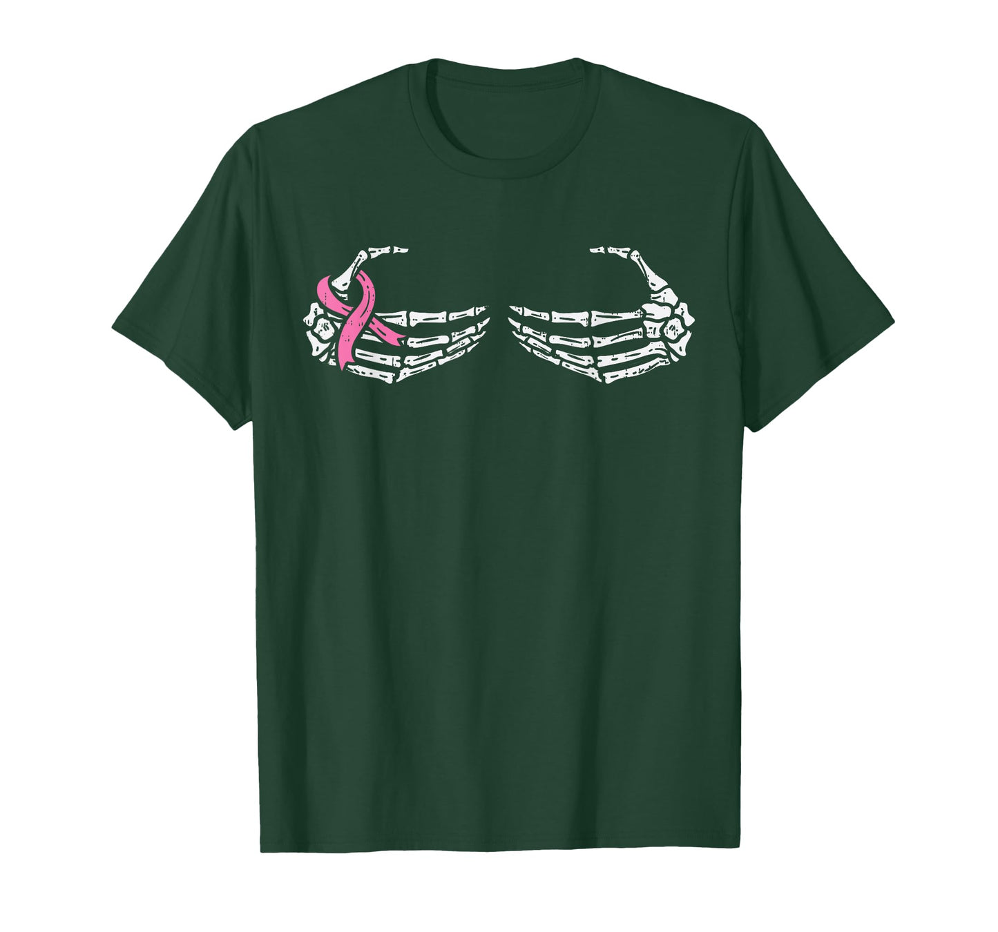 Skeleton Bra Hands Pink Ribbon Halloween Breast Cancer Women T-Shirt