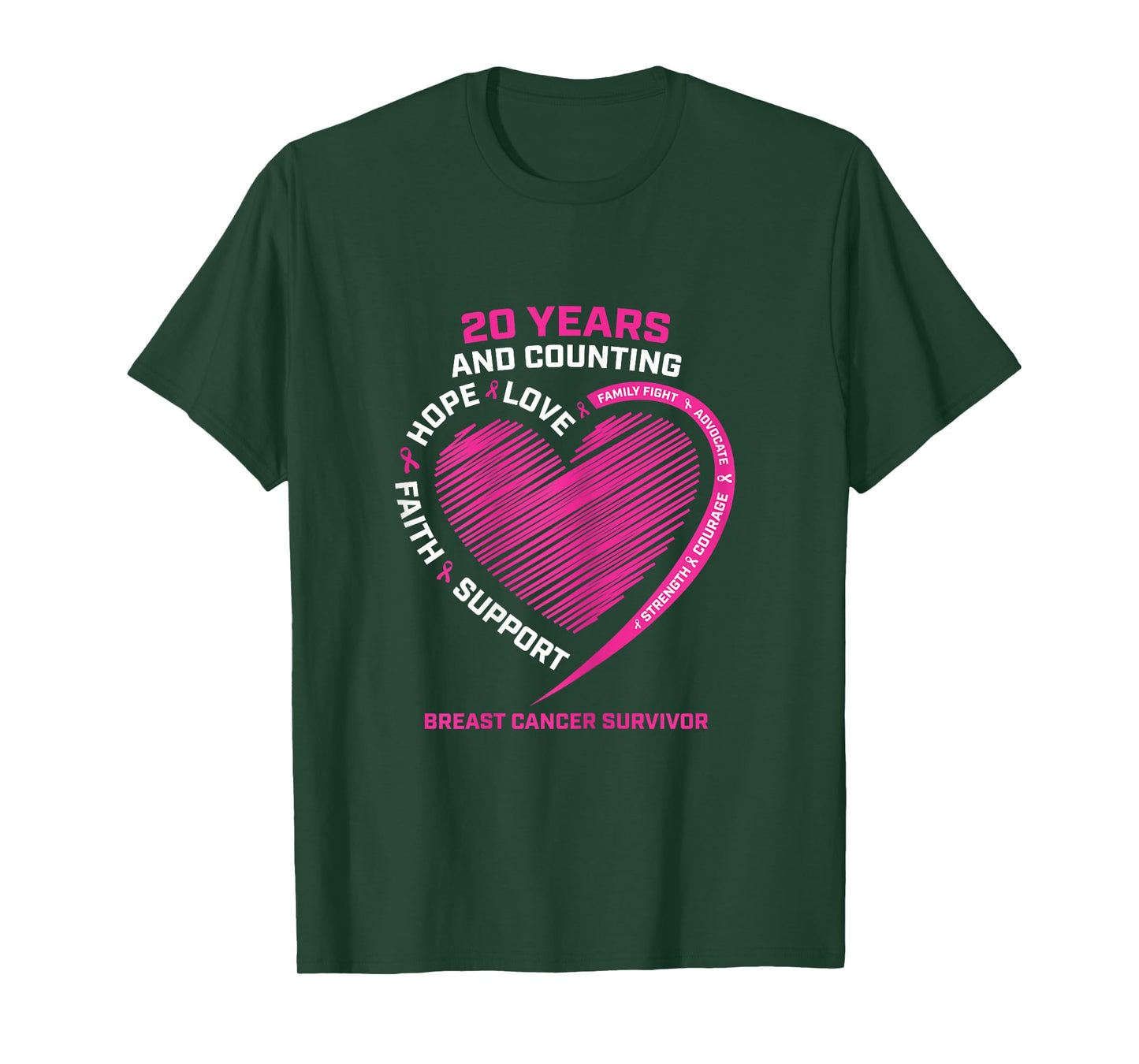 20 Years Cancer Free Gifts Women Pink Breast Cancer Survivor T-Shirt