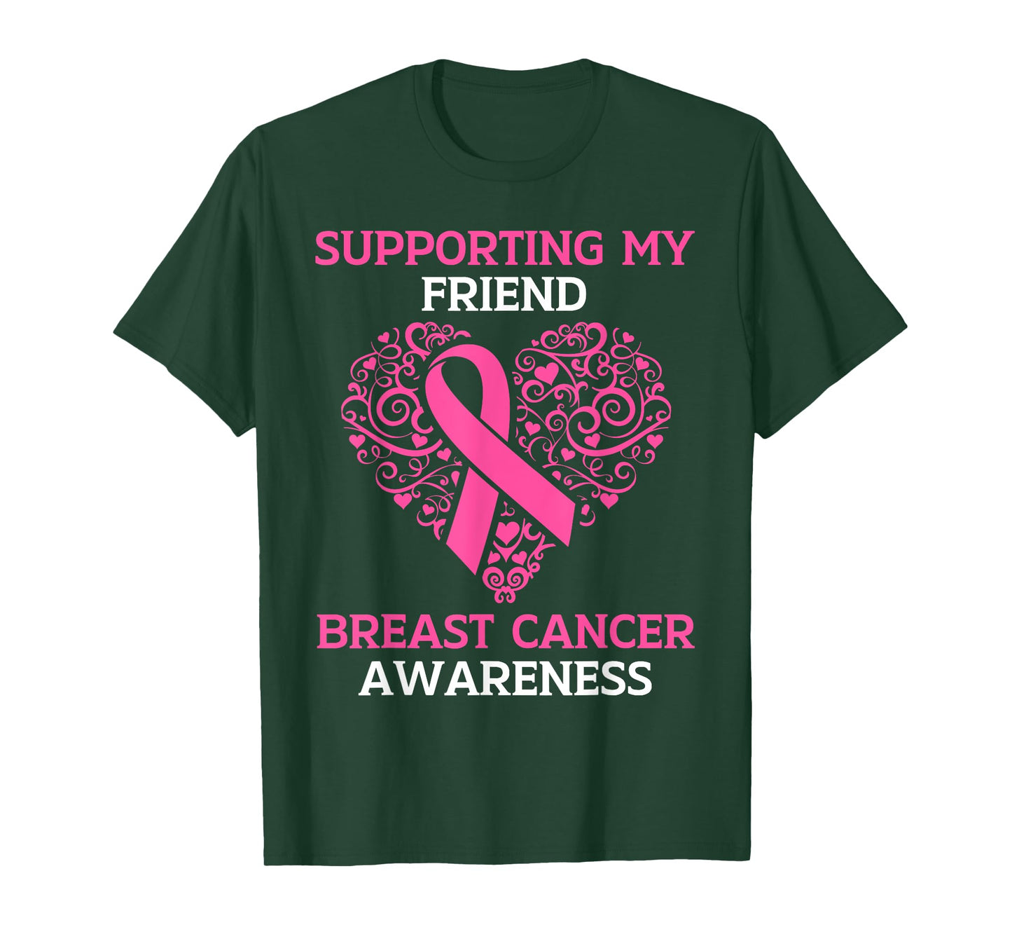 Supporting My Friend Breast Cancer Awareness Pink Ribbon T-Shirt