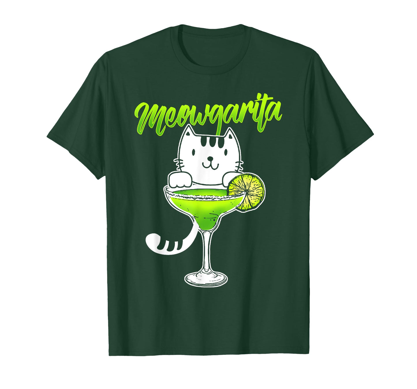 Funny Cat Drinking T Shirt Meowgarita Cocktail T-Shirt for Men Women