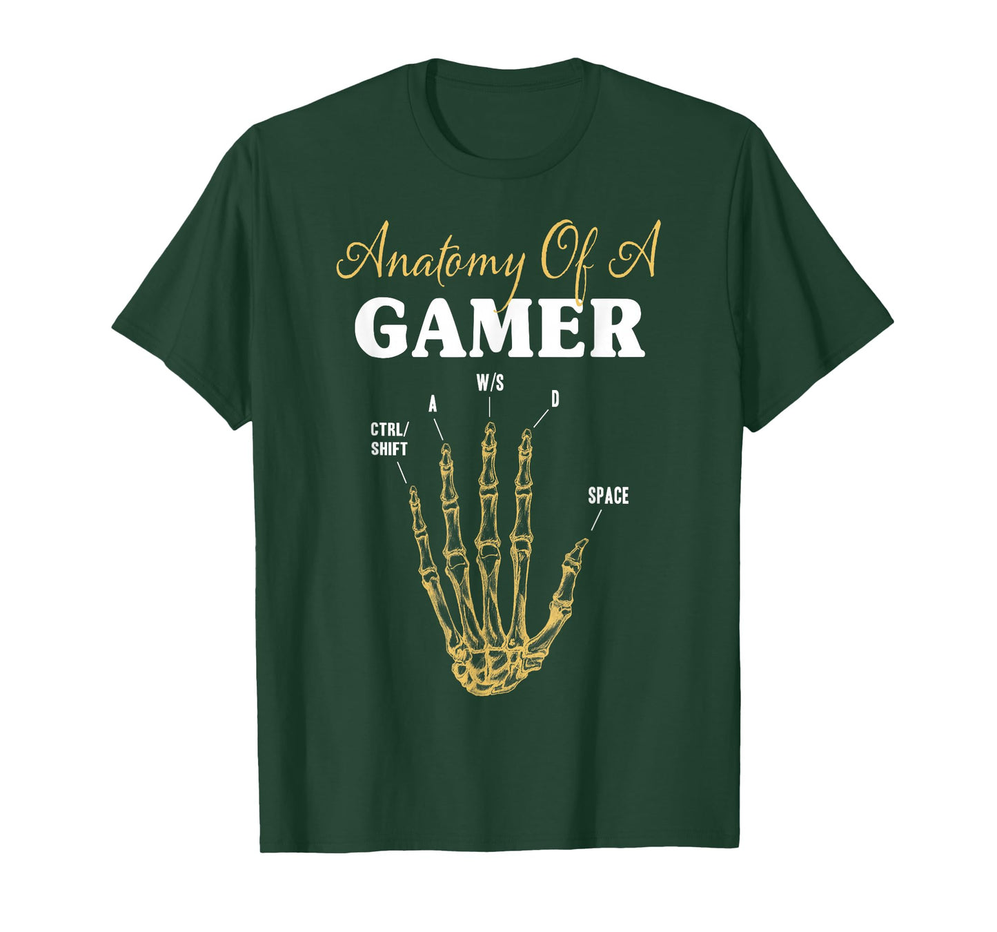Anatomy of a Gamer Graphic Skeleton Hand Video Game WASD T-Shirt