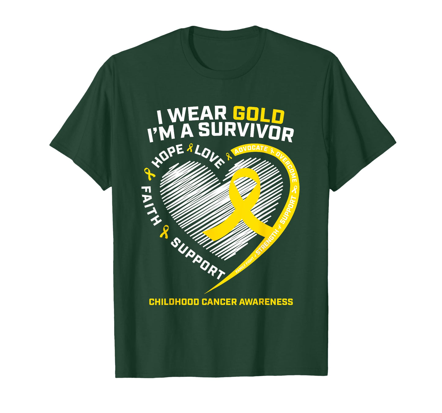 I Wear Gold I'm A Survivor Kids Childhood Cancer Awareness T-Shirt