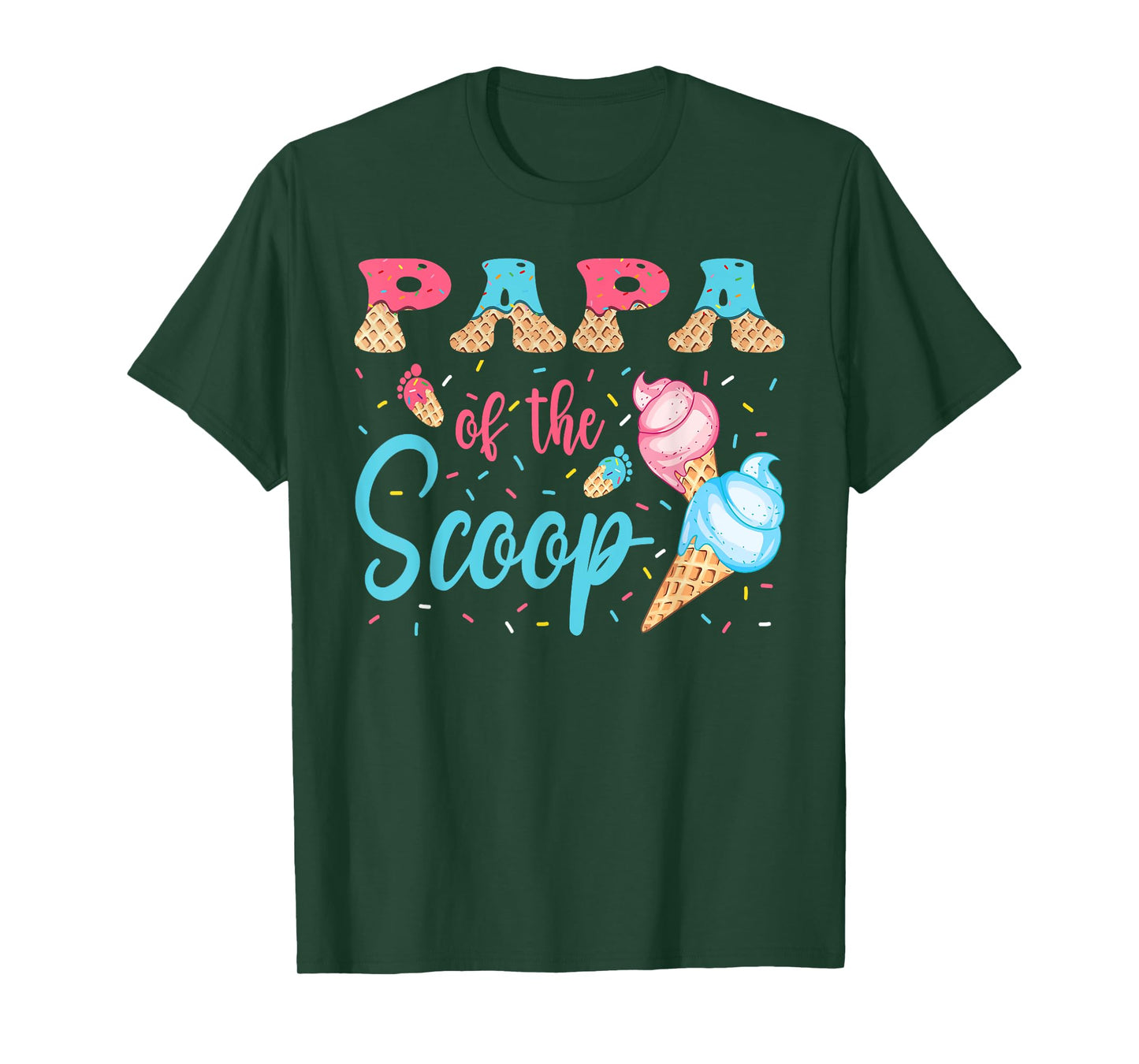 Papa Of The Scoop Ice Cream Gender Reveal Baby Shower T-Shirt
