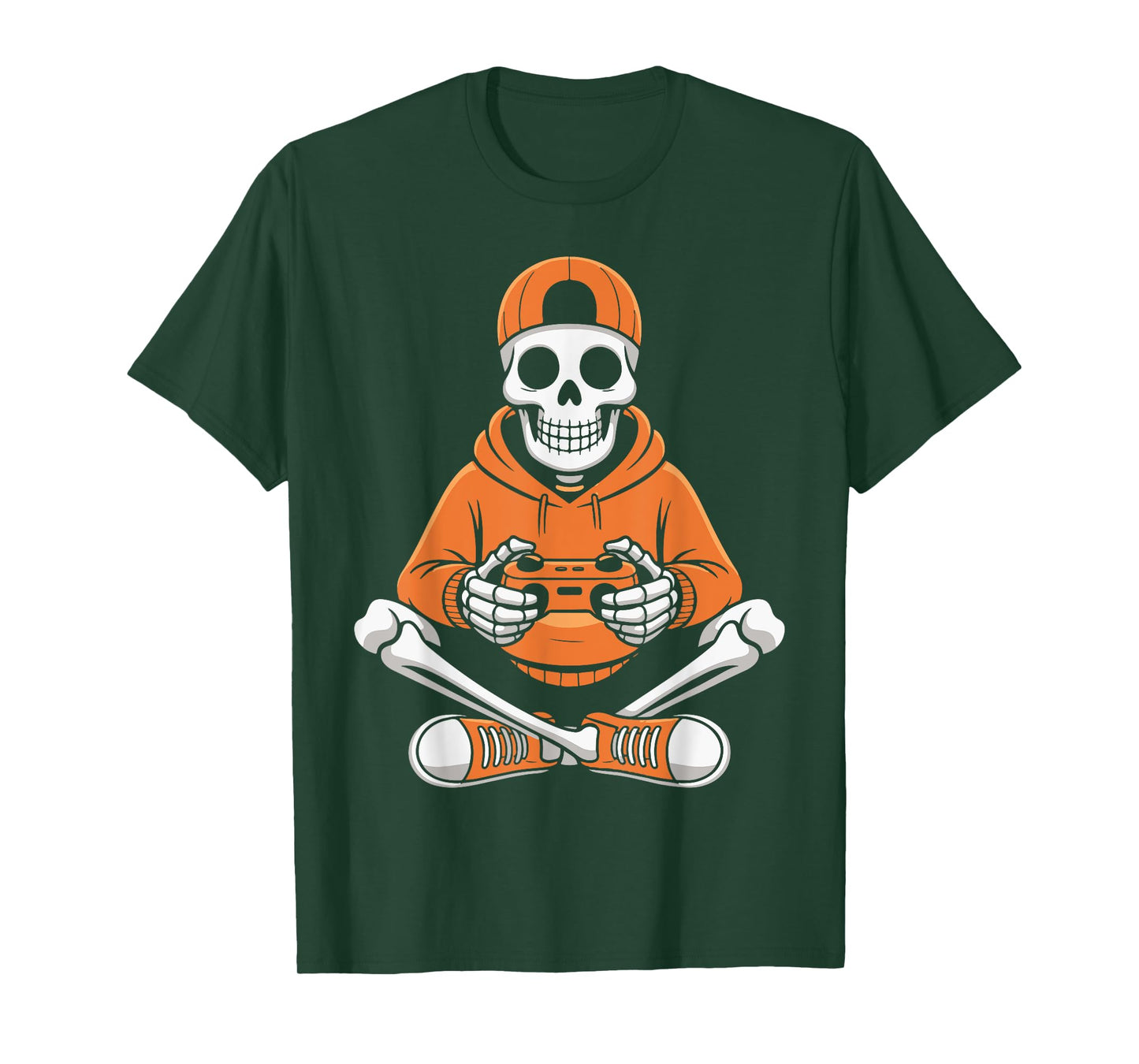 Scary Skeleton Gamer Funny Halloween Boys Men Video Fun T-Shirt