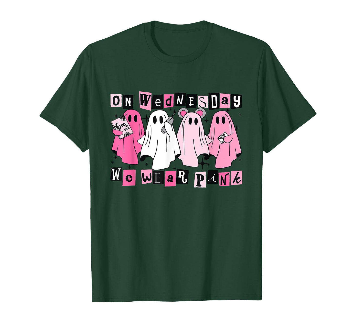 On Wednesday We Wear Cute Pink Ghost Halloween T-Shirt