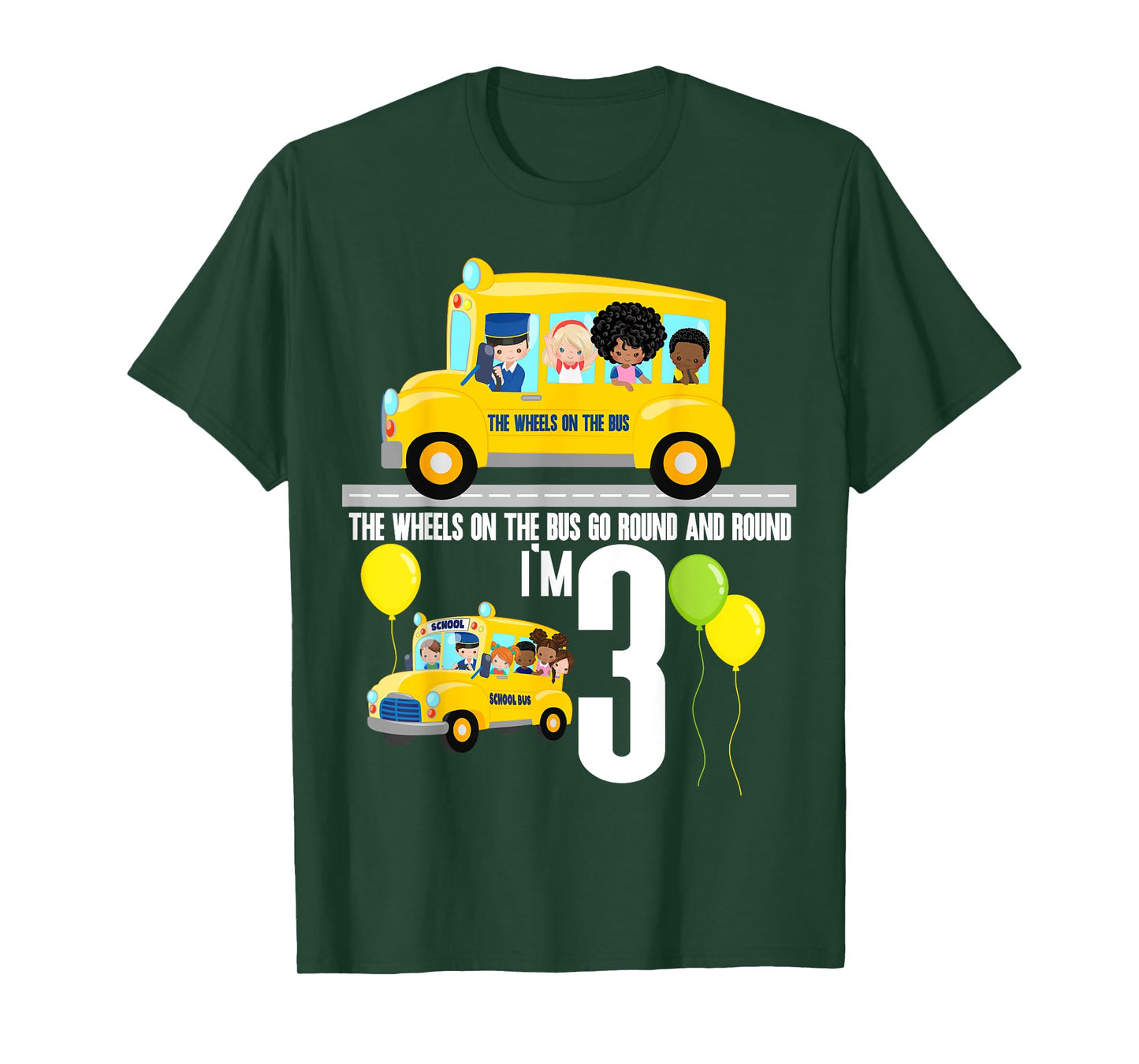 The Wheels On The Bus Kids 3rd Birthday Nursery Song Rhyme T-Shirt
