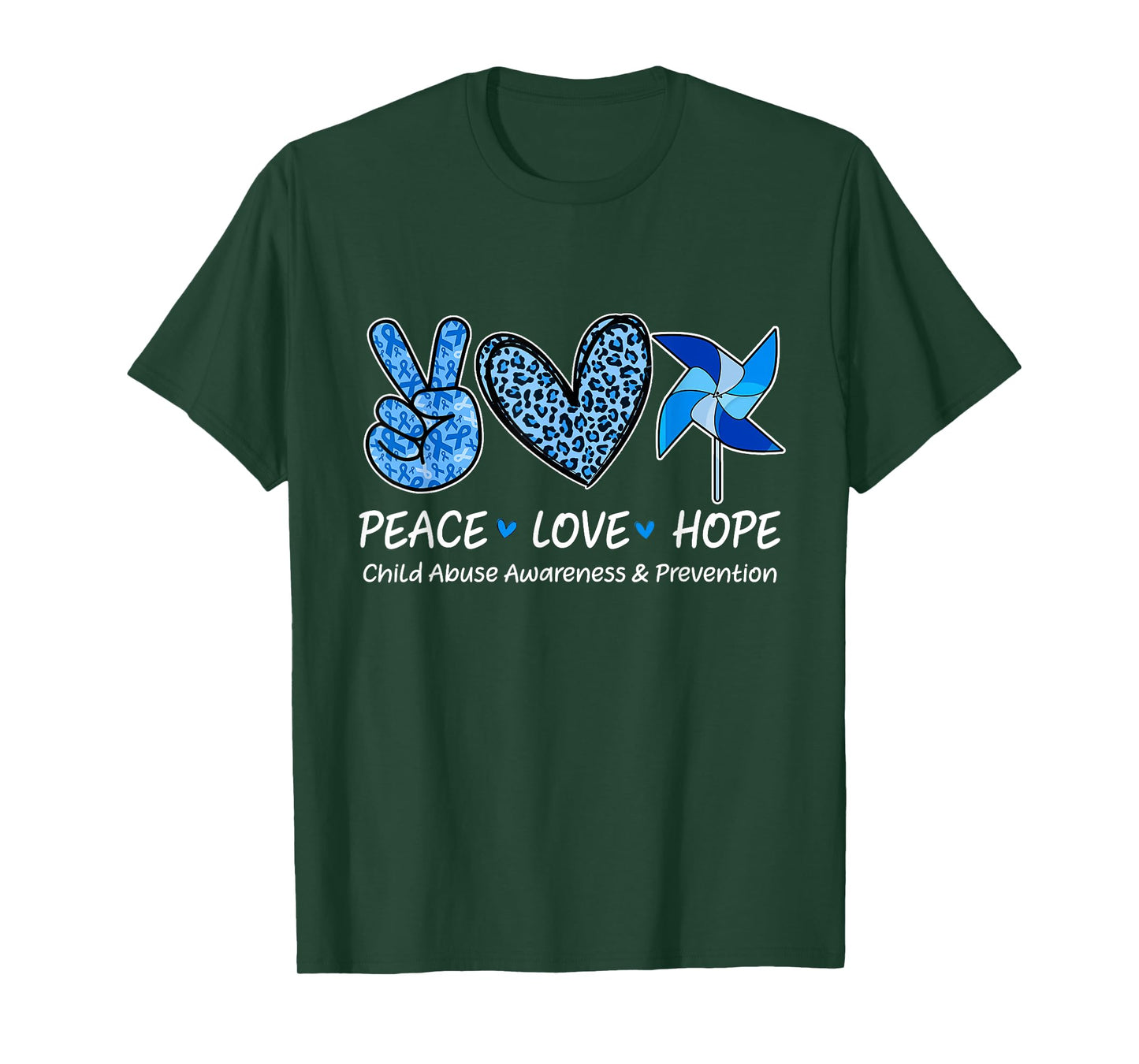 Peace Hope Love Tshirt Child Abuse Awareness Pinwheel T-Shirt