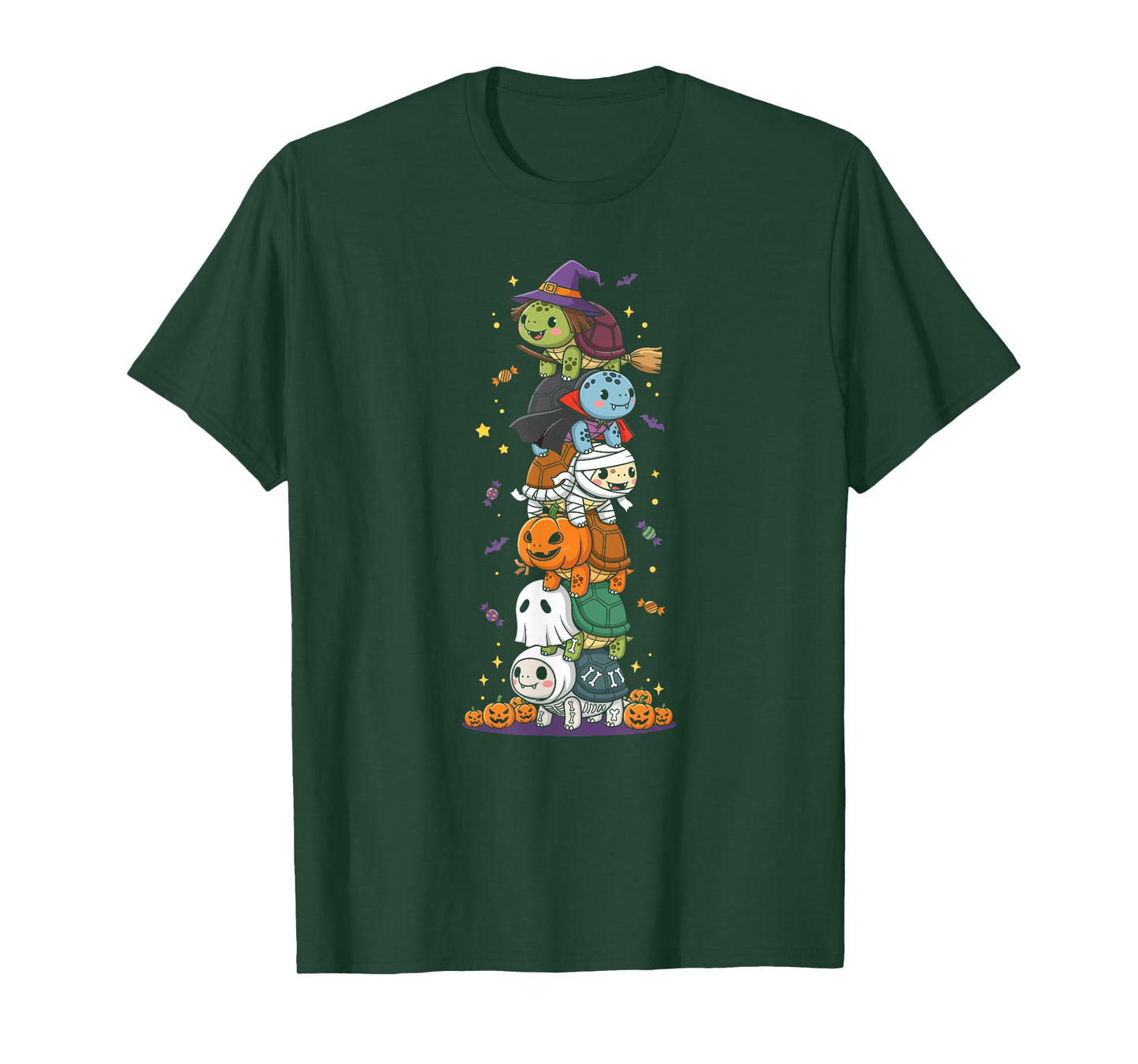 Funny Turtle Witch Vampire Ghost Halloween Kids Mens Womens T-Shirt